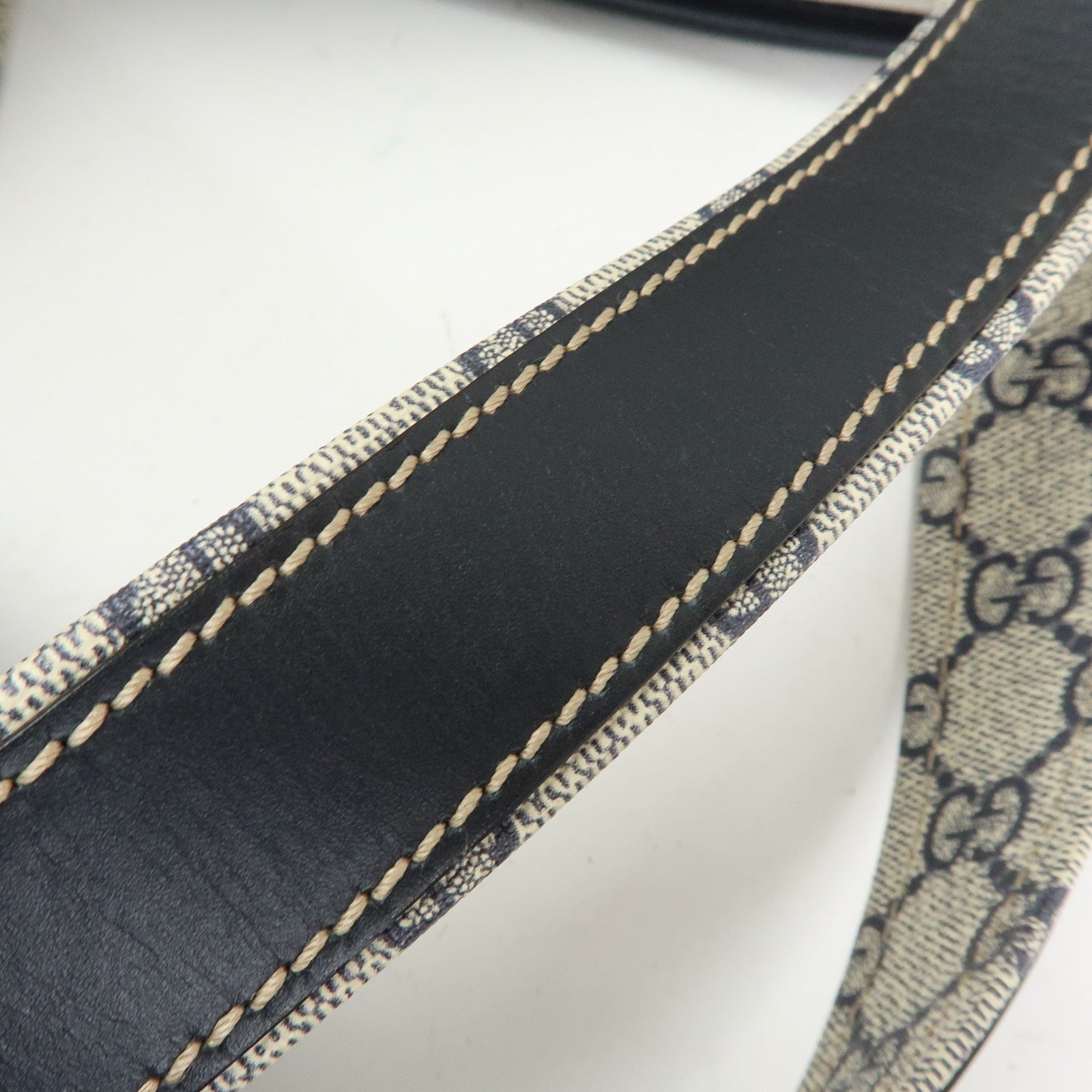 GUCCI Sherry GG Supreme PVC Leather Tote Bag Navy Black 211134