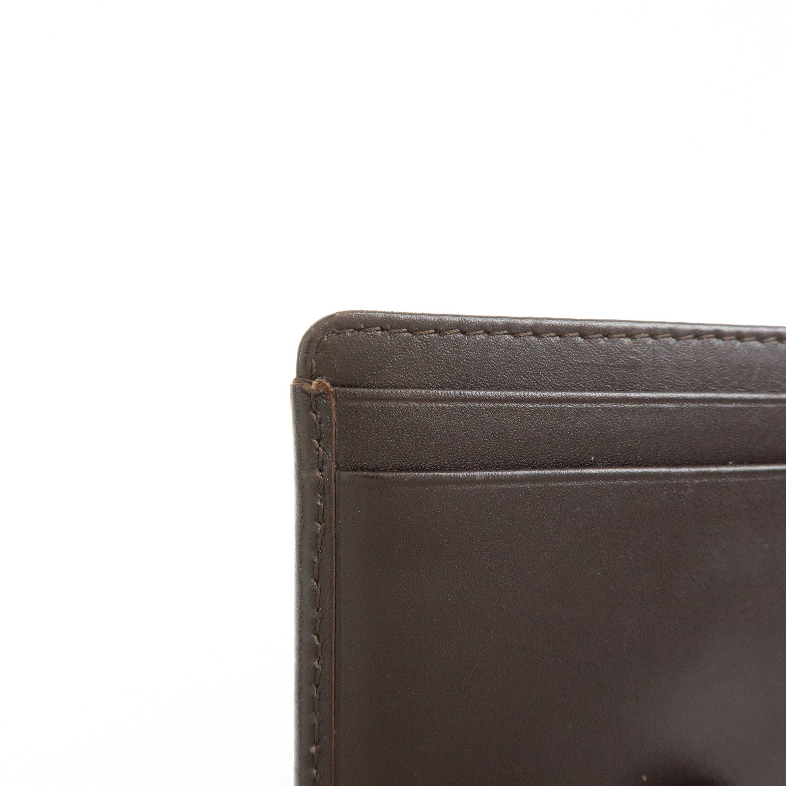 CHANEL Cambon Line COCO Mark Lamb Skin Leather Card Case A26725