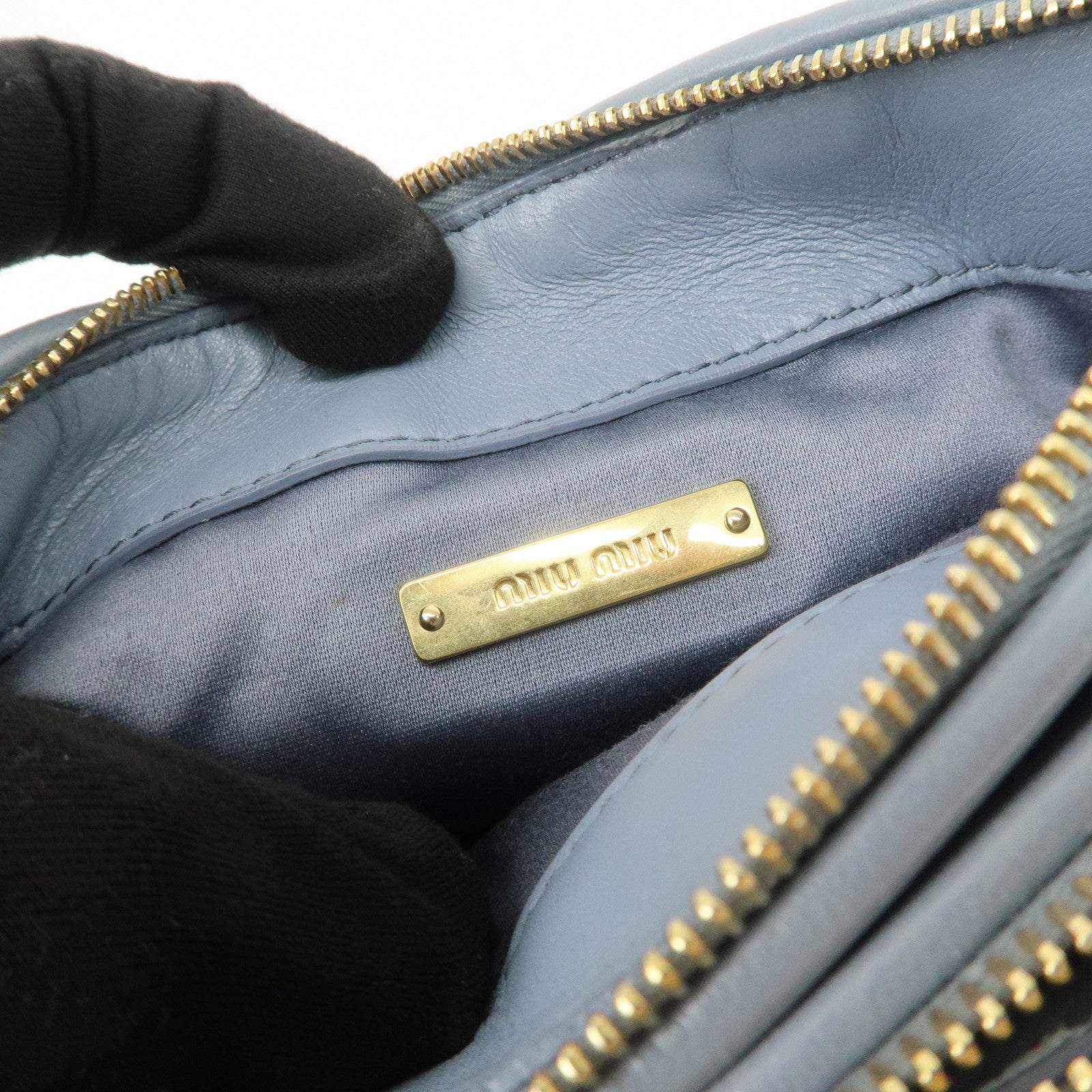 MIU MIU Matelasse Nappa Leather Shoulder Bag Light Blue 5BH057