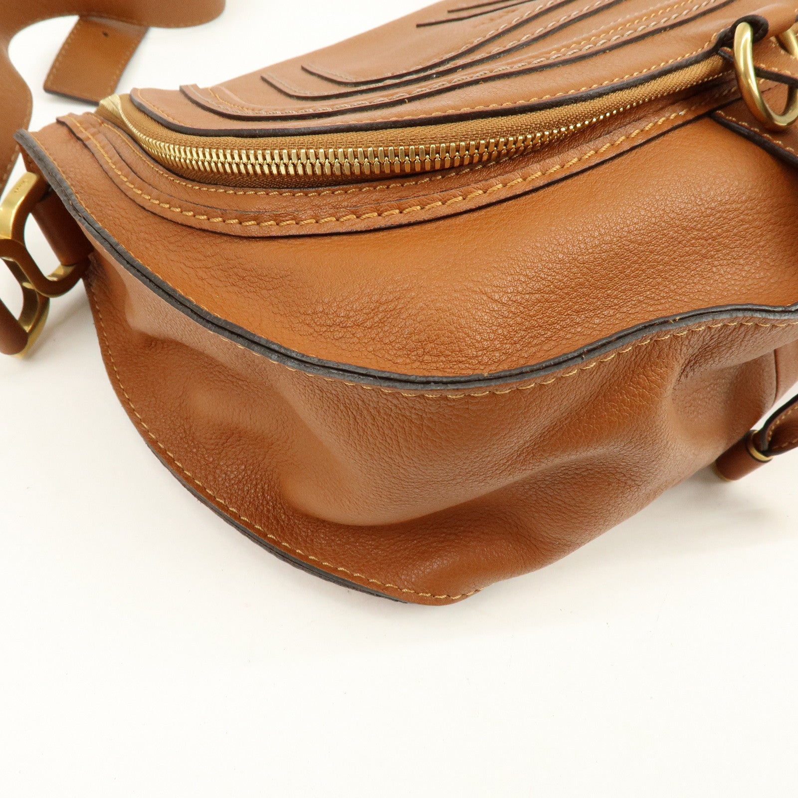 Chloe Marcie Leather Shoulder Bag Crossbody Bag Brown Camel