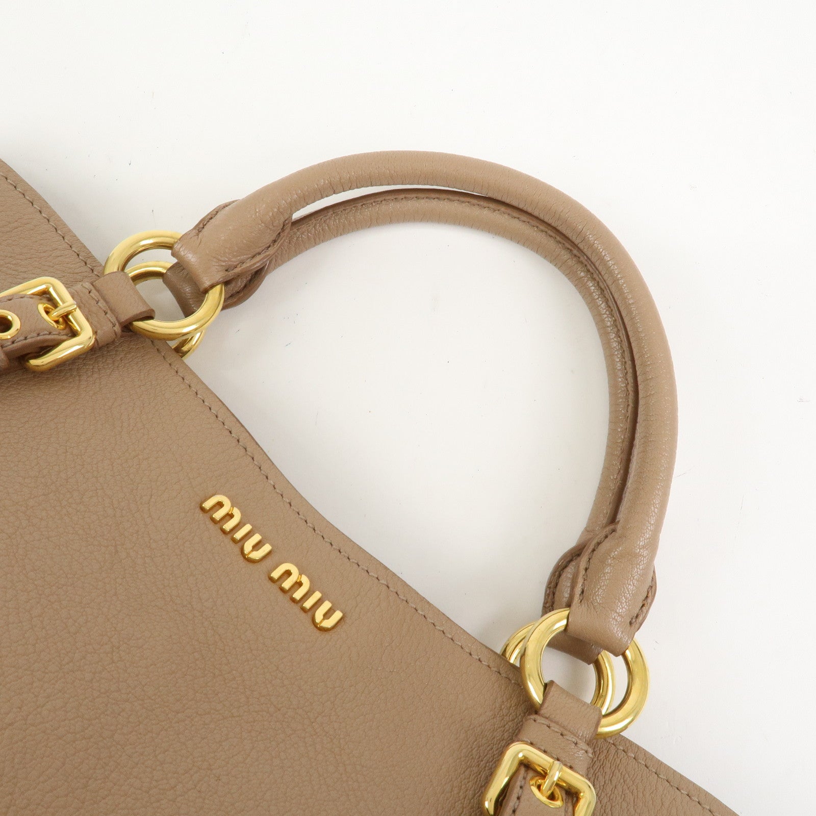 MIU MIU Madras Leather 2Way Shoulder Bag Hand Bag Pink Beige RN0886