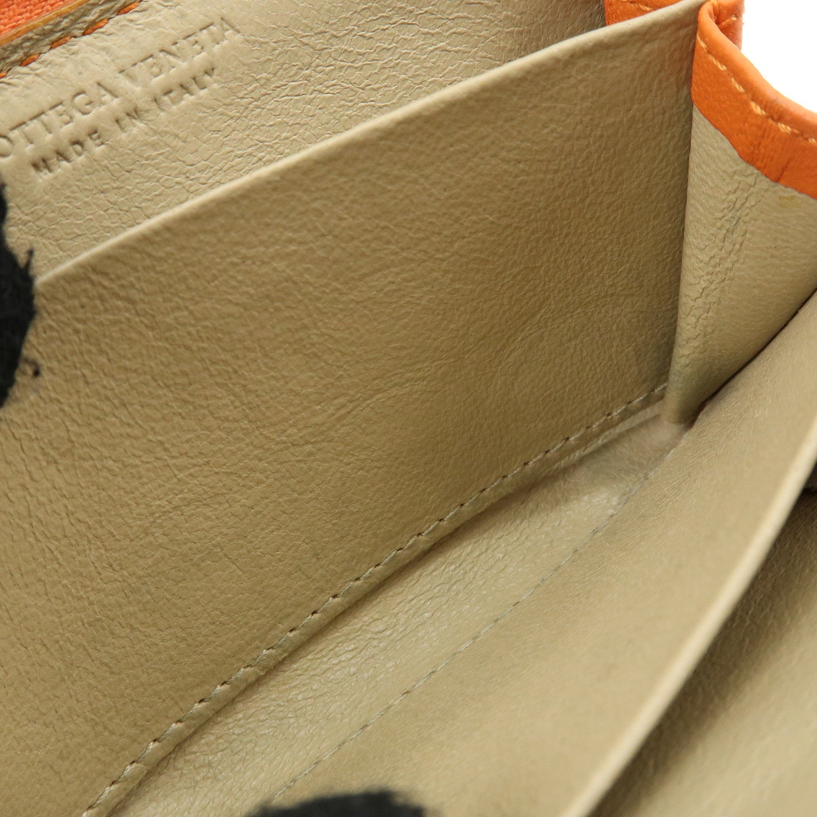 BOTTEGA VENETA Intrecciato Lamb Skin Coin Case Orange 114075