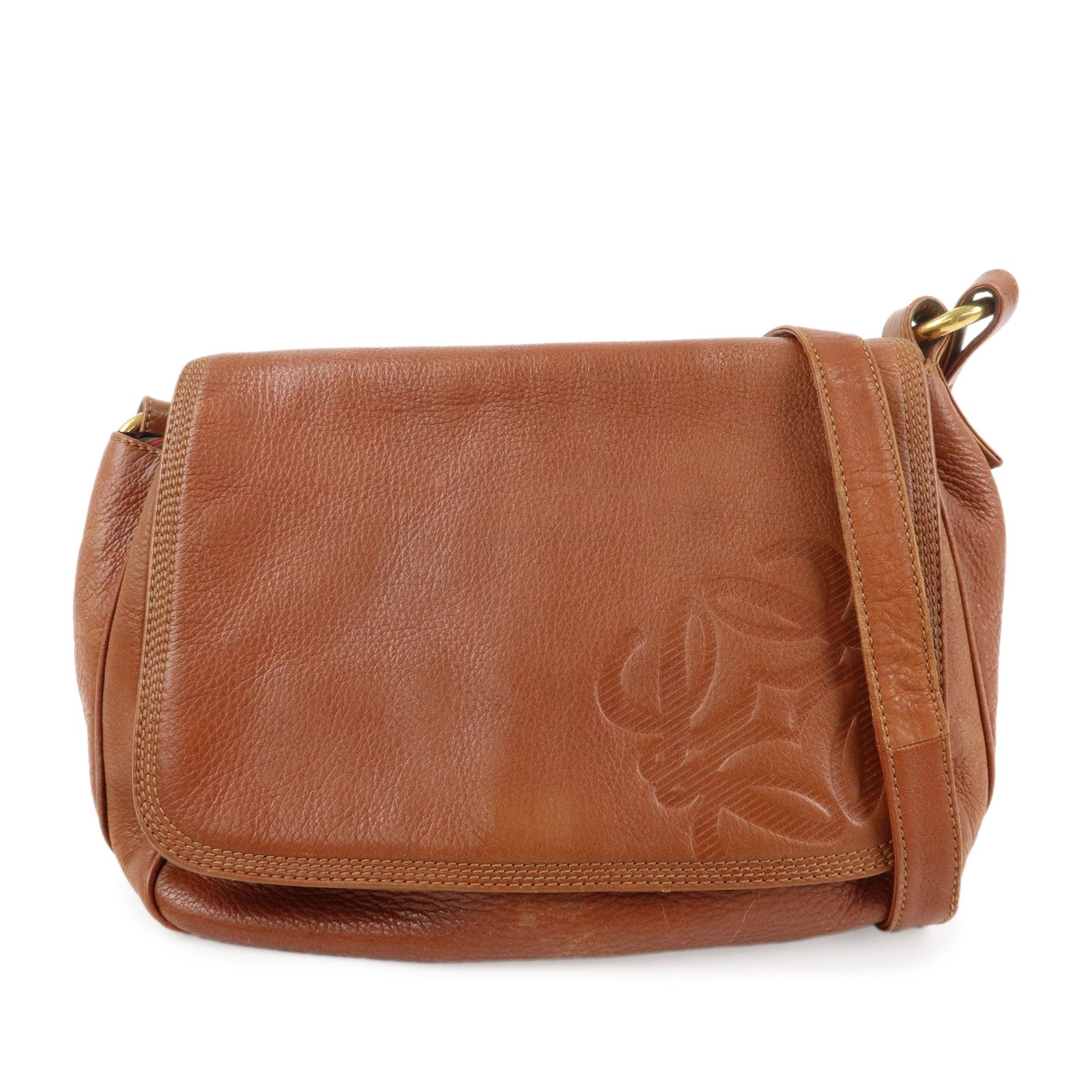 LOEWE Anagram Leather Shoulder Bag Crossbody Bag Brown