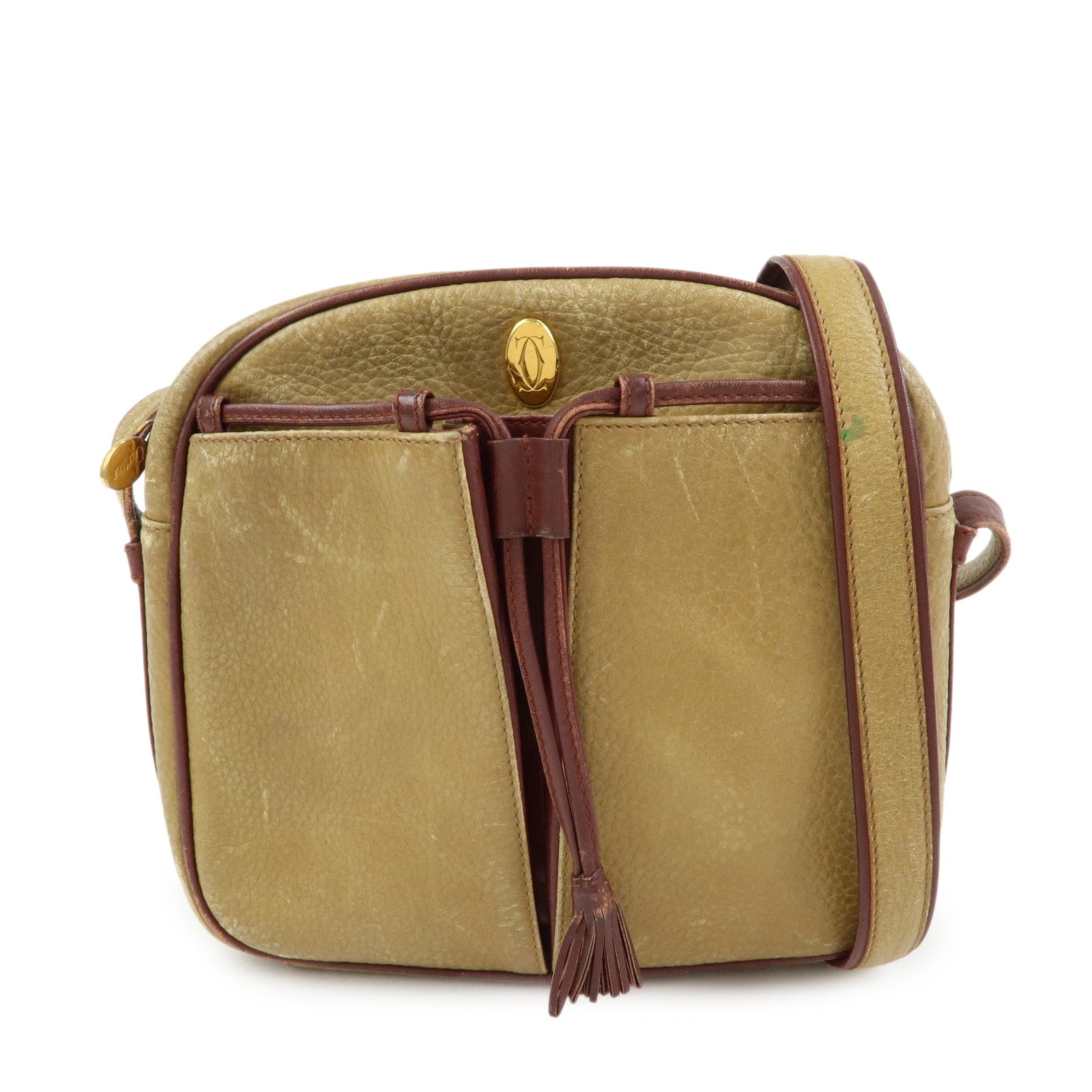 Cartier Must de Cartier Leather Shoulder Bag Crossbody Bag Beige