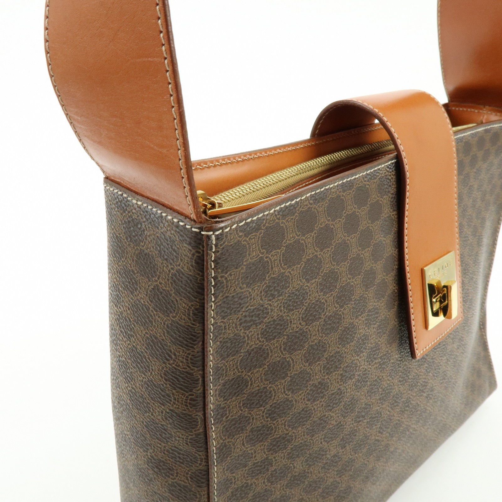 CELINE Macadam PVC Leather Shoulder Bag Brown