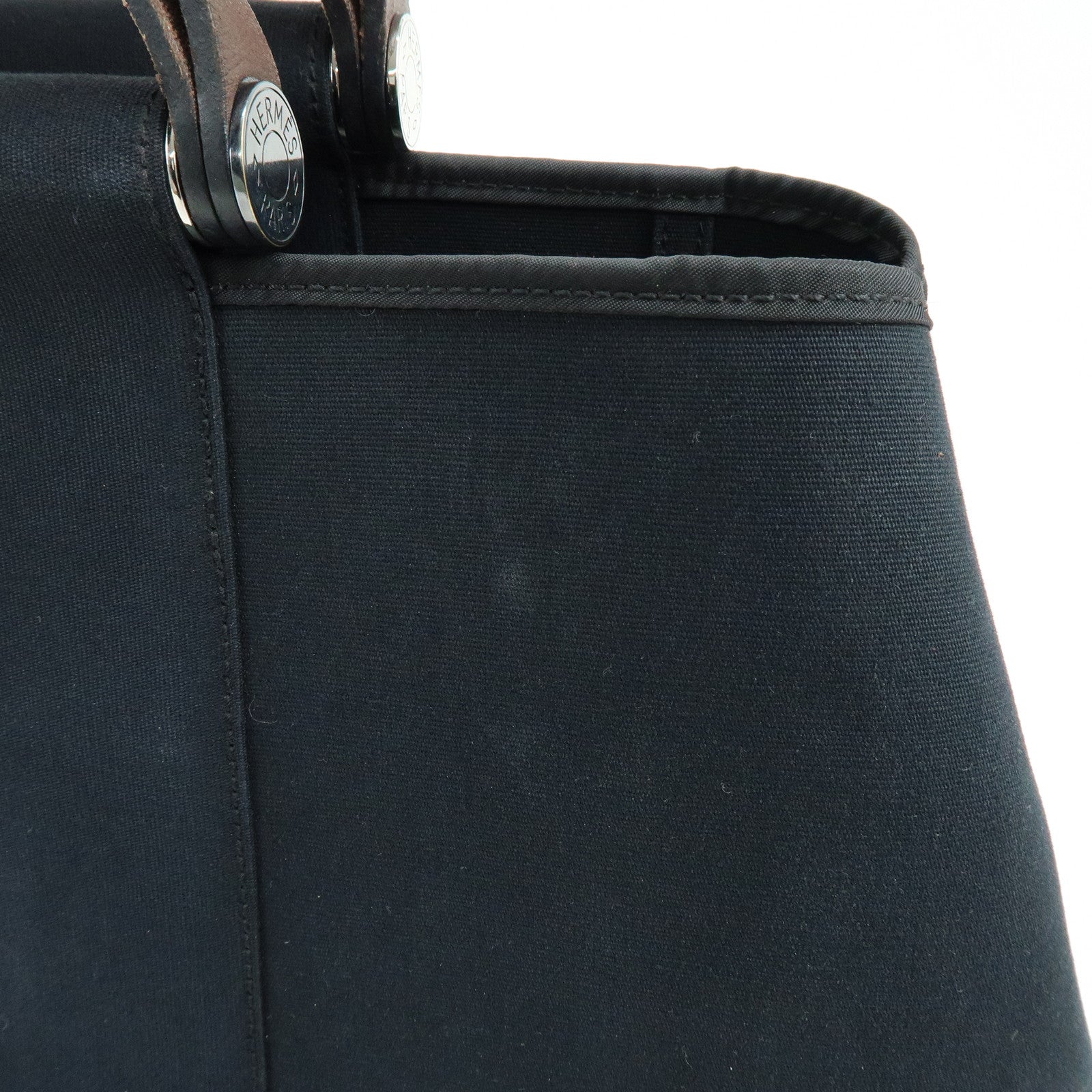 HERMES Cabag Elan PM Toile Officier Leather Tote Bag ▢N Stamped