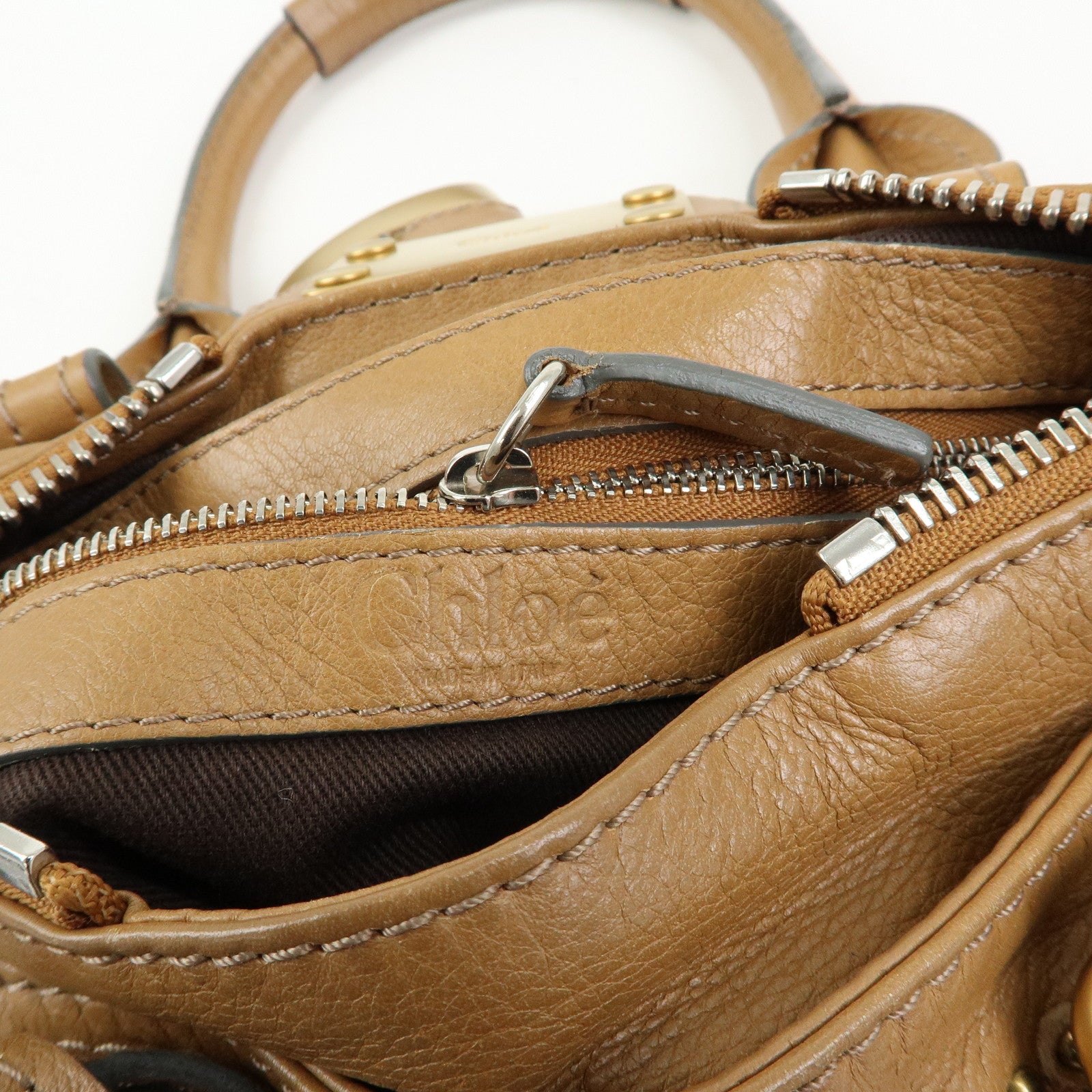 Chloe Paddington Leather Mini Hand Bag Boston Bag Brown