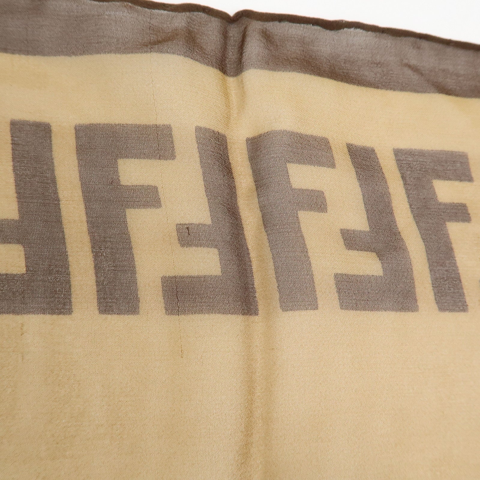 FENDI Zucca Logo Silk 100% Scarf Brown