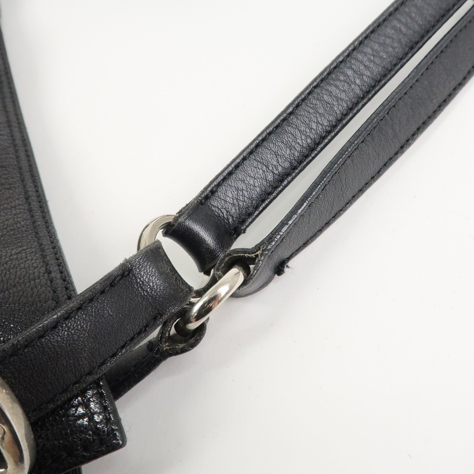 LOEWE Anagram Studs Logo Leather Shoulder Bag Crossbody Bag Black