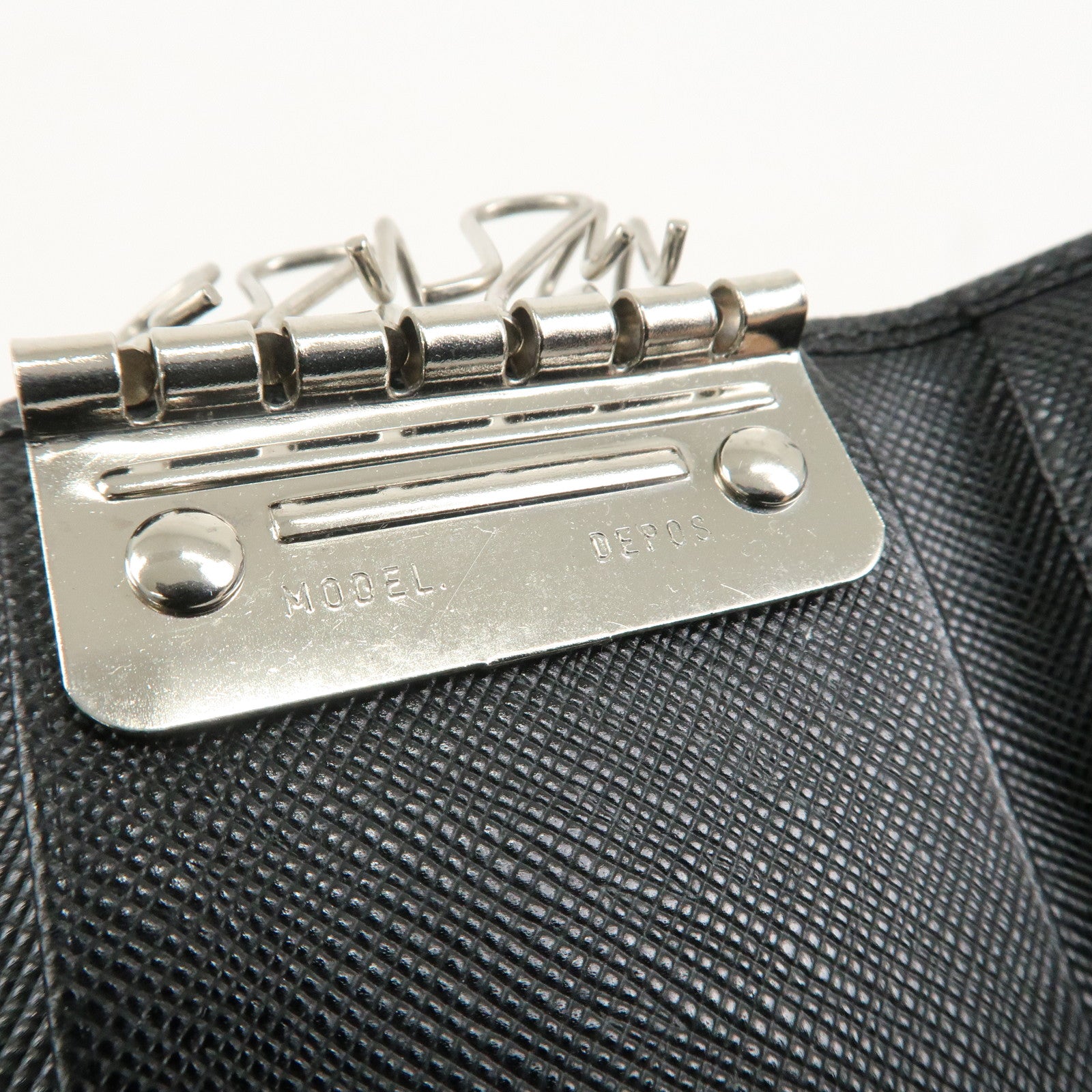 PRADA Triangle Logo Saffiano Leather Key Case Black 1M0222 Used