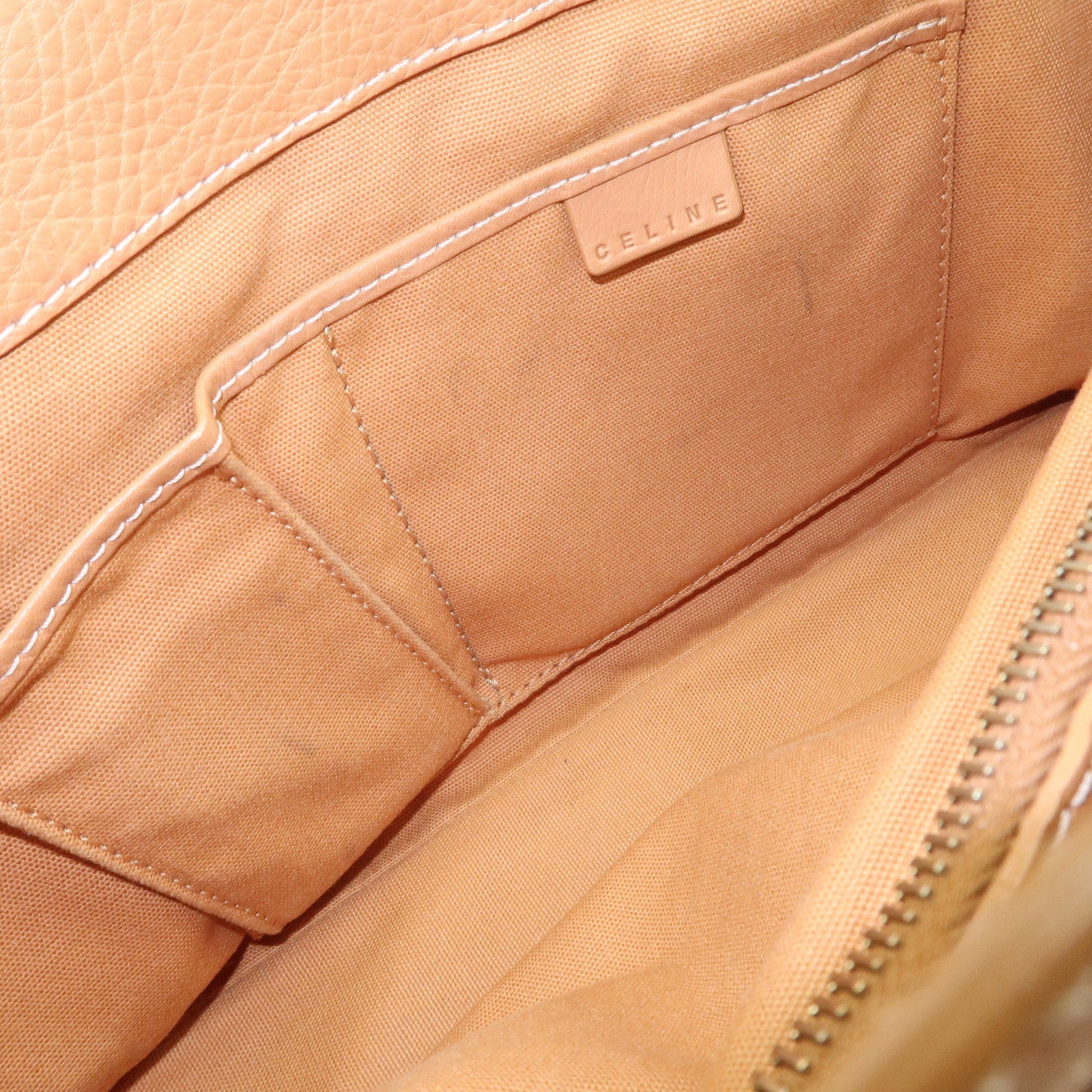 CELINE Leather Boogie Bag Hand Bag Tote Bag Camel