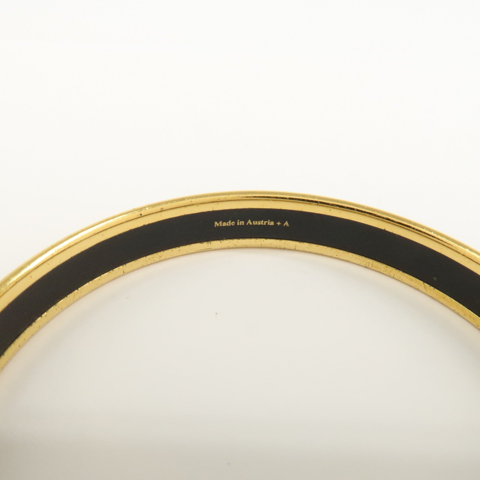 HERMES Email PM Gold Plated Bracelet Bangle Red