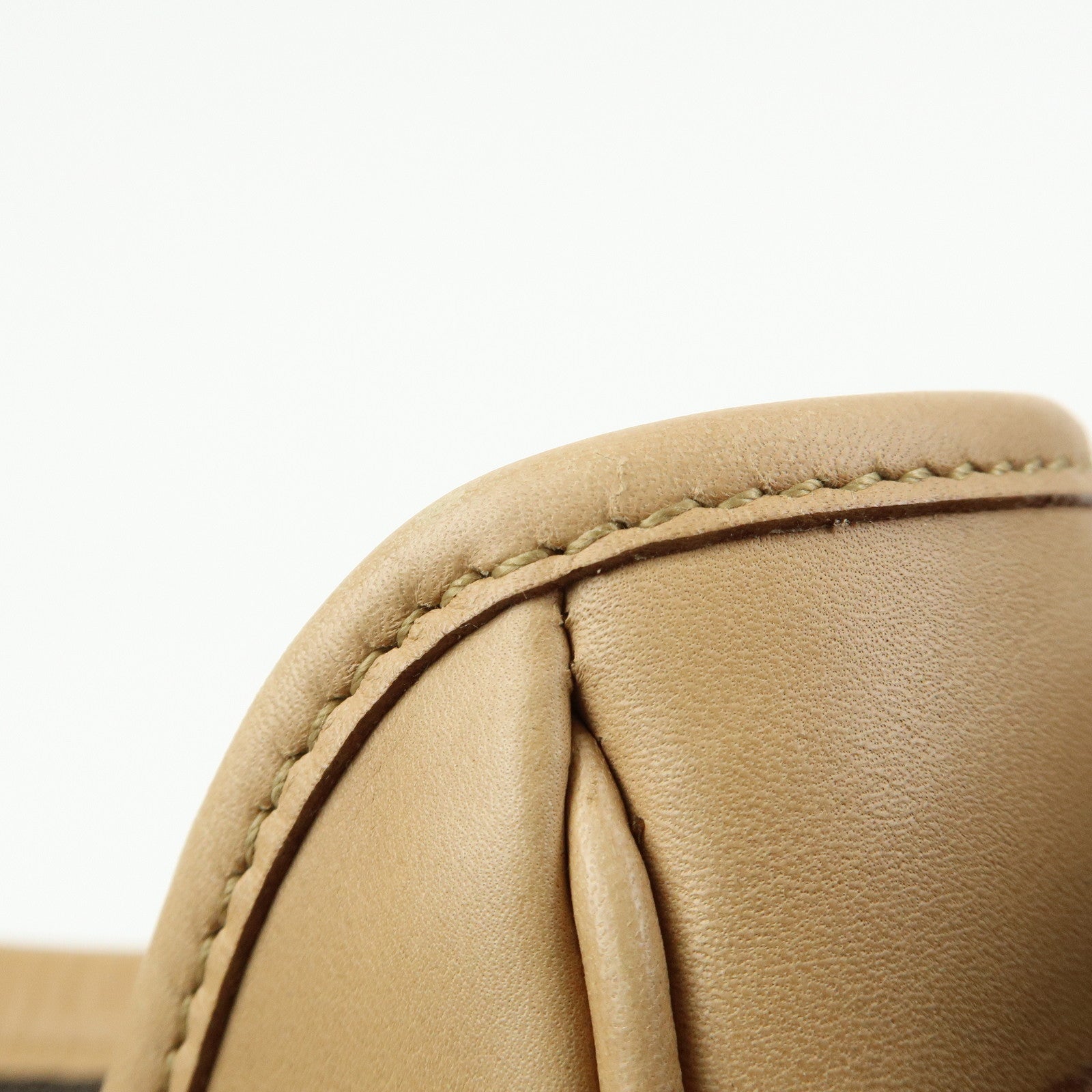 GUCCI Leather Canvas Shoulder Bag Hand Bag Beige Brown 92735