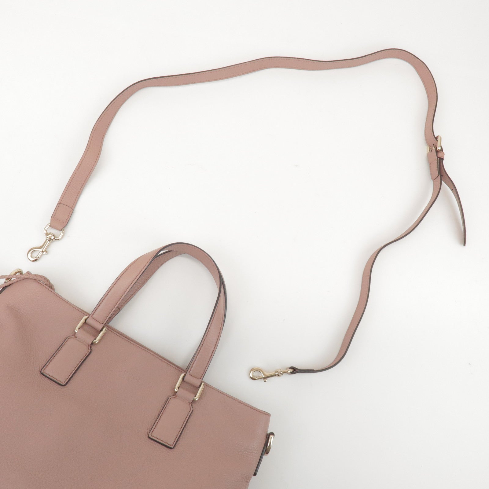 GUCCI Bamboo Leather 2Way Hand Bag Shoulder Bag Pink 365346
