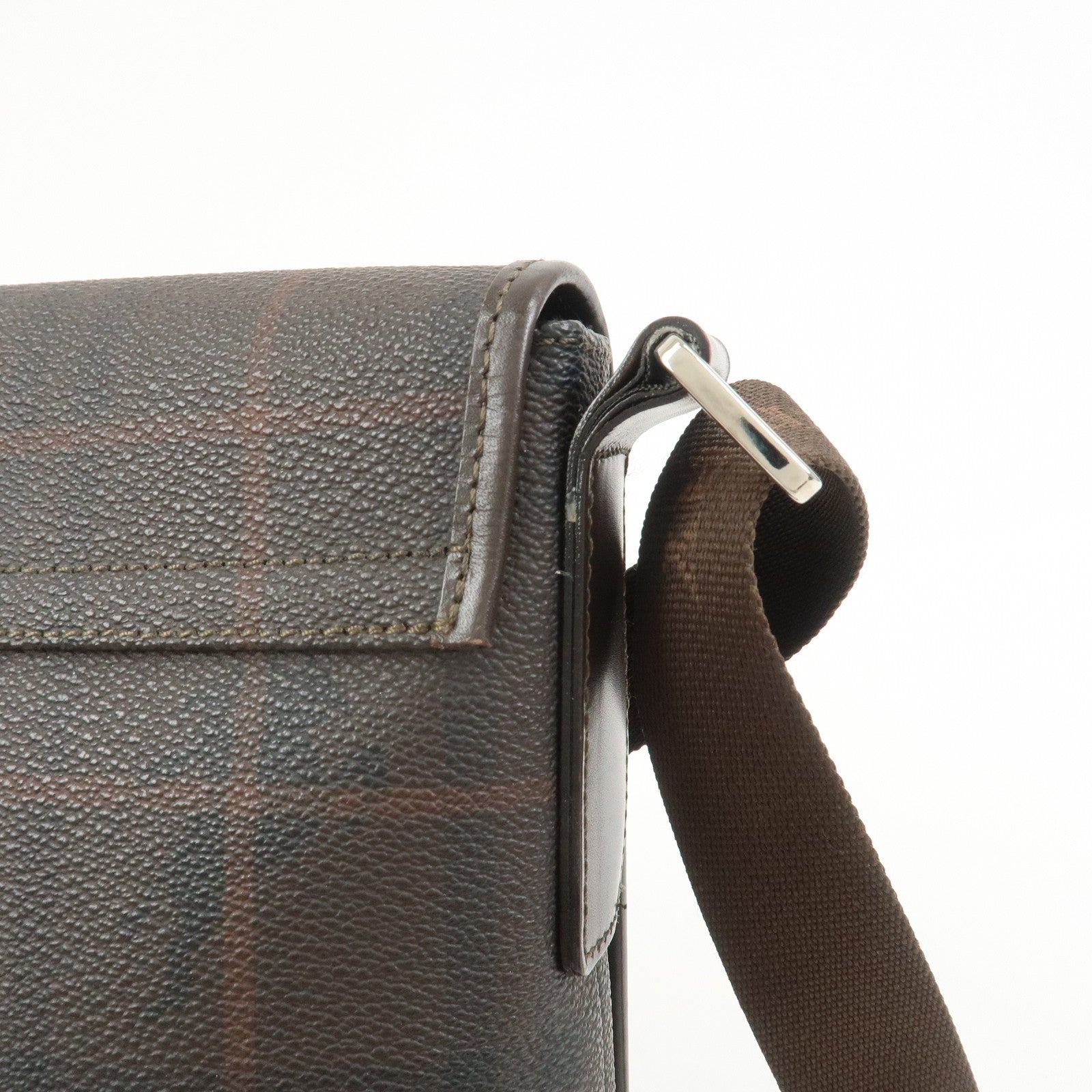 BURBERRY PVC Canvas Leather Shoulder Bag Crossbody Bag Brown