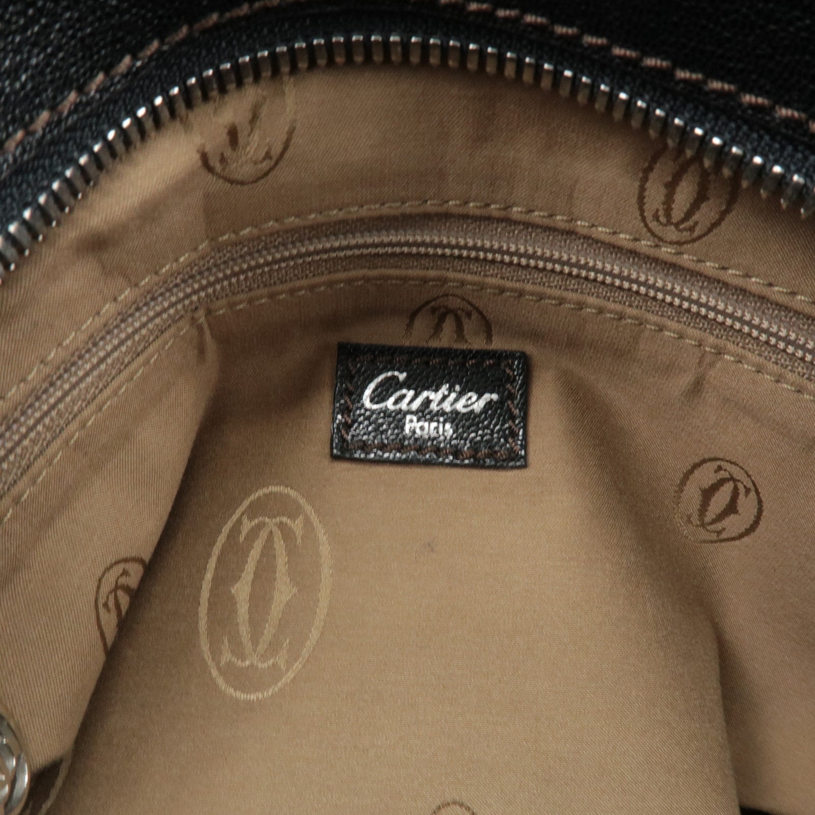Cartier Must Line Leather Marcello Hand Bag Black Used