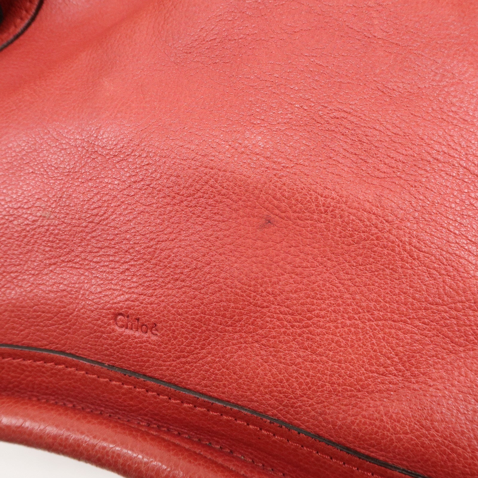 Chloe Paraty Leather 2Way Bag Shoulder Bag Hand Bag Red