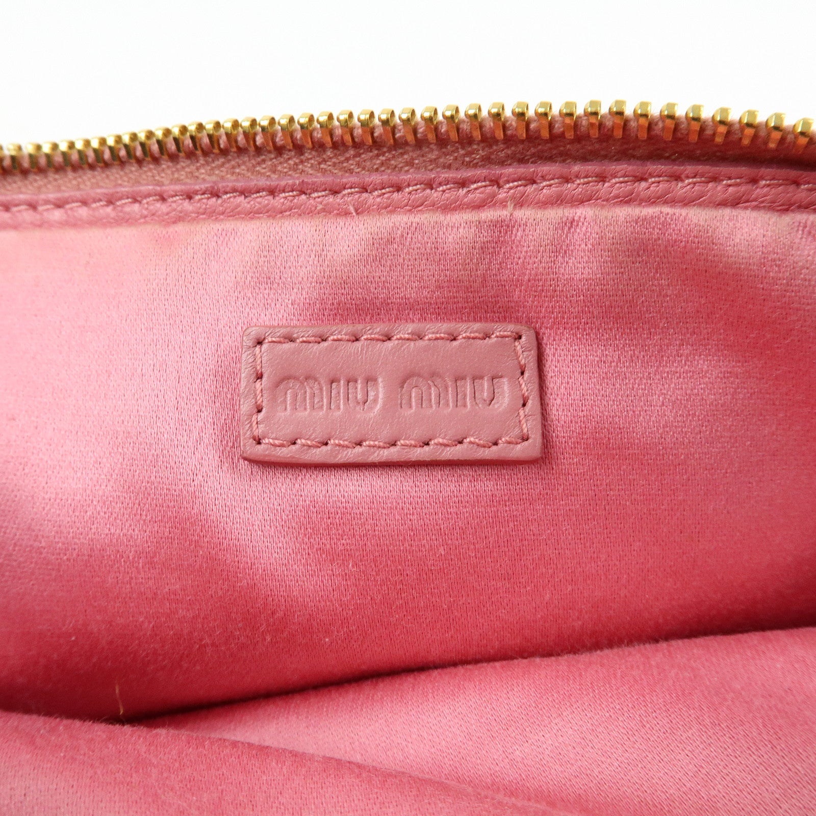 MIU MIU Nappa Leather Hand Bag Accessory Pouch Pink