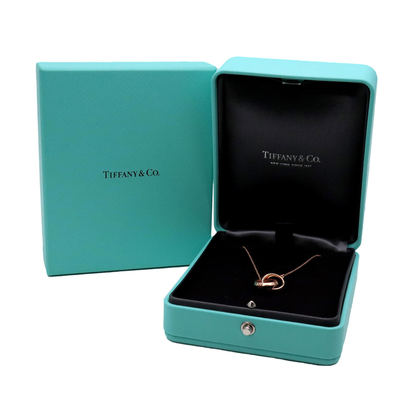 Tiffany & Co Atlas X Closed Interlocking Necklace K18 750 Rose Gold