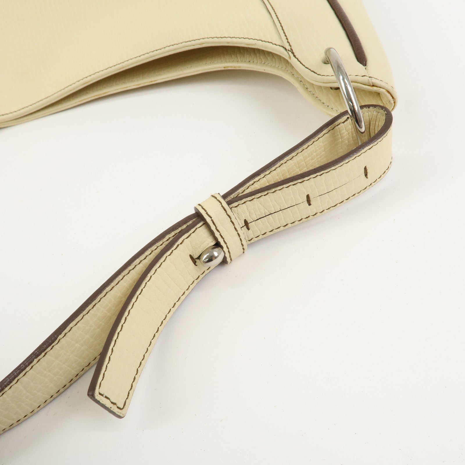 LOEWE Logo Leather Shoulder Bag Hand Bag Ivory