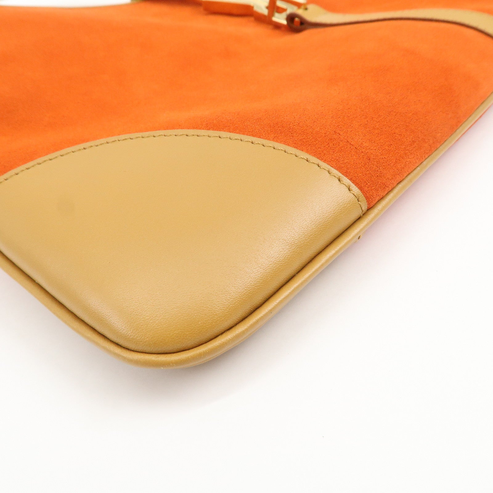 GUCCI Bamboo Suede Leather Shoulder Bag Orange 001・4060・002058