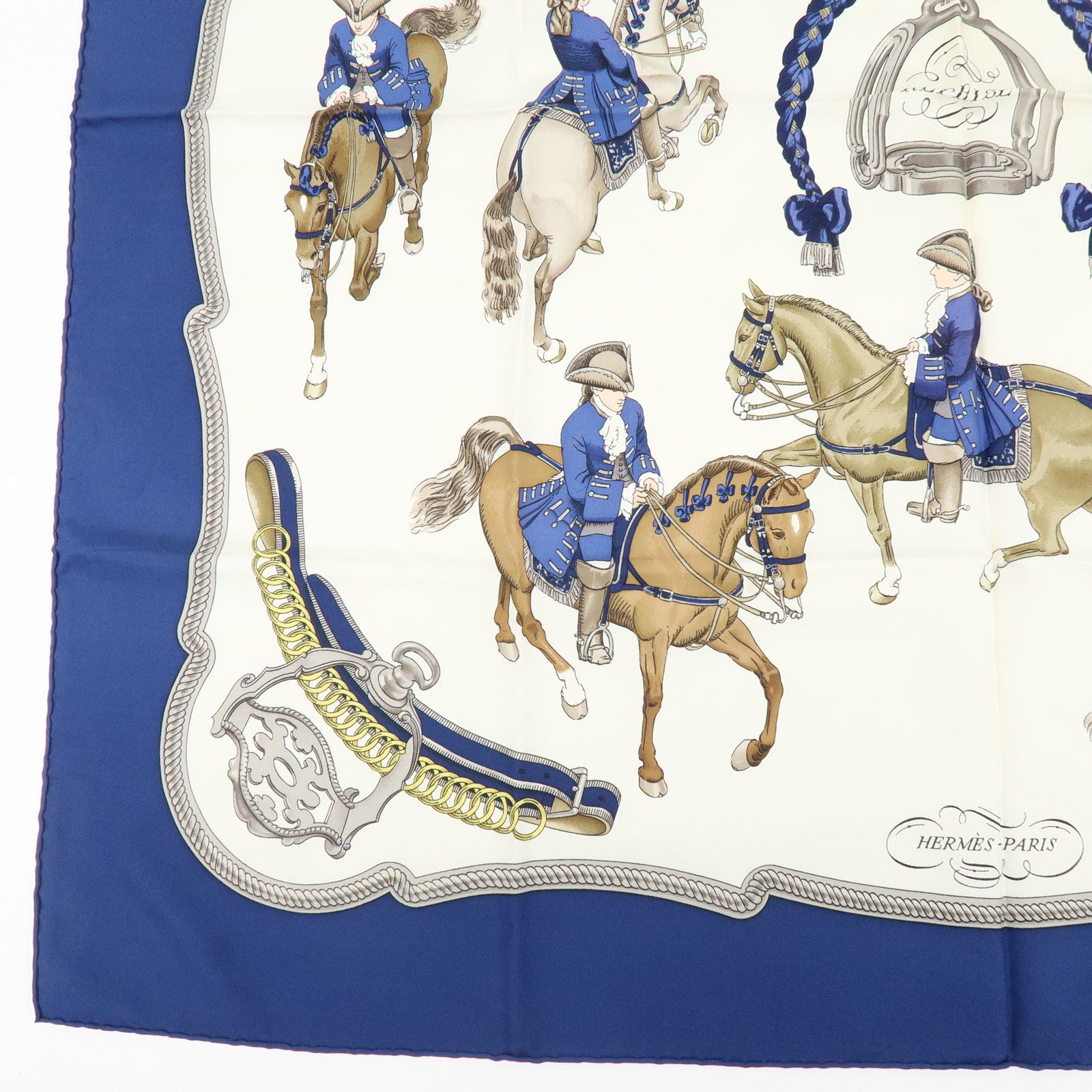 HERMES Carre 90 Set of 2 Silk 100% Scarf REPRISE MORS&FILETS