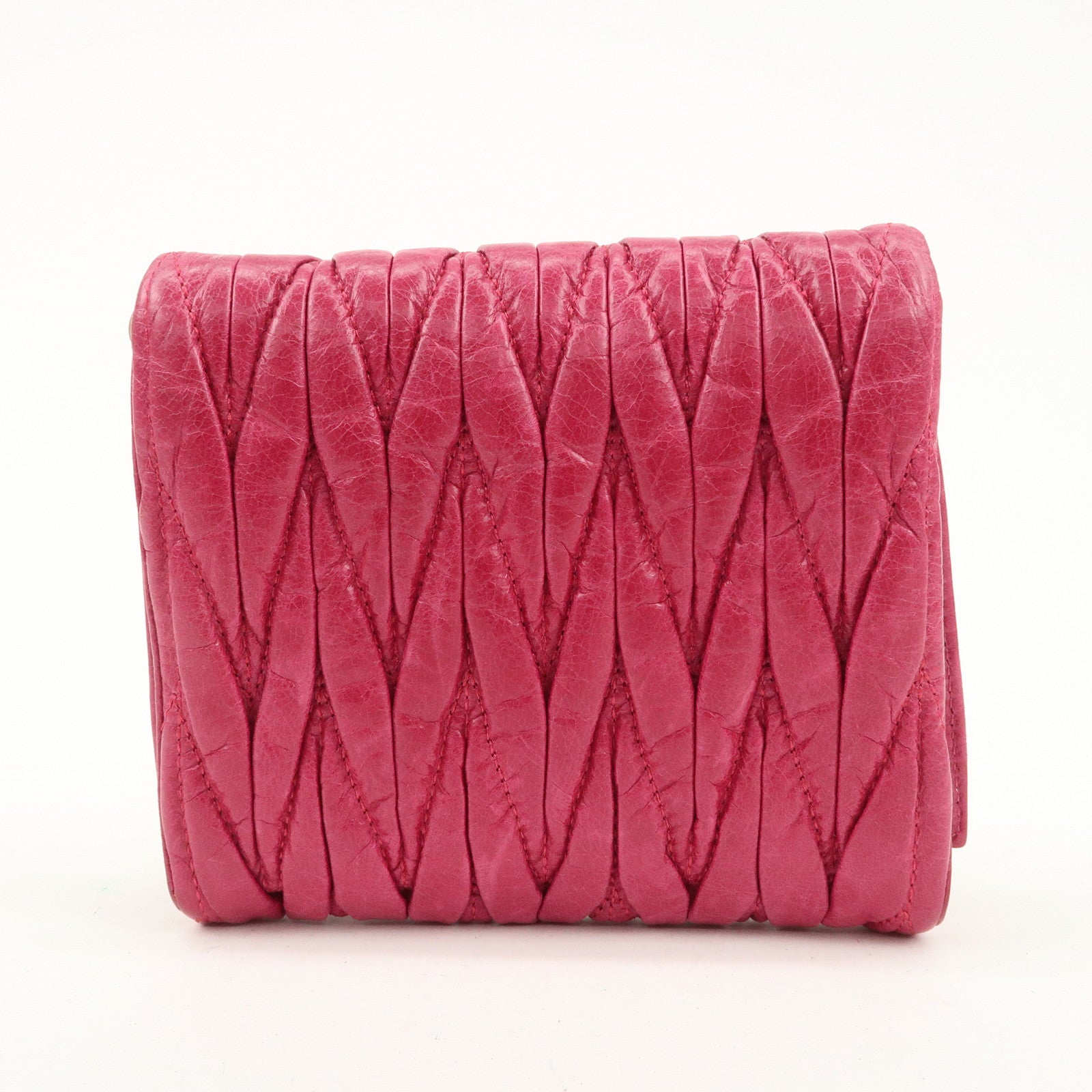 MIU MIU Matelasse Leather Chain Shoulder Bag Crossbody Bag Pink Used