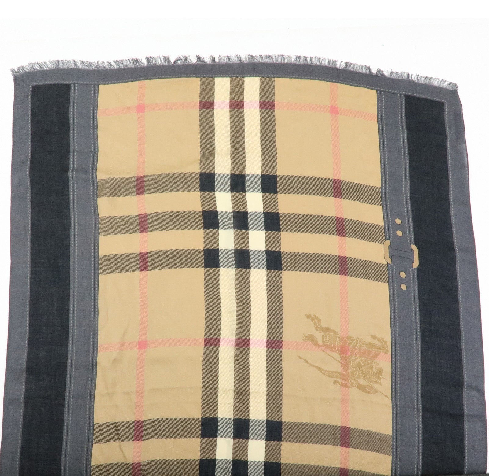 BURBERRY Nova Plaid Rayon Cashmere Stole Brown Beige Black