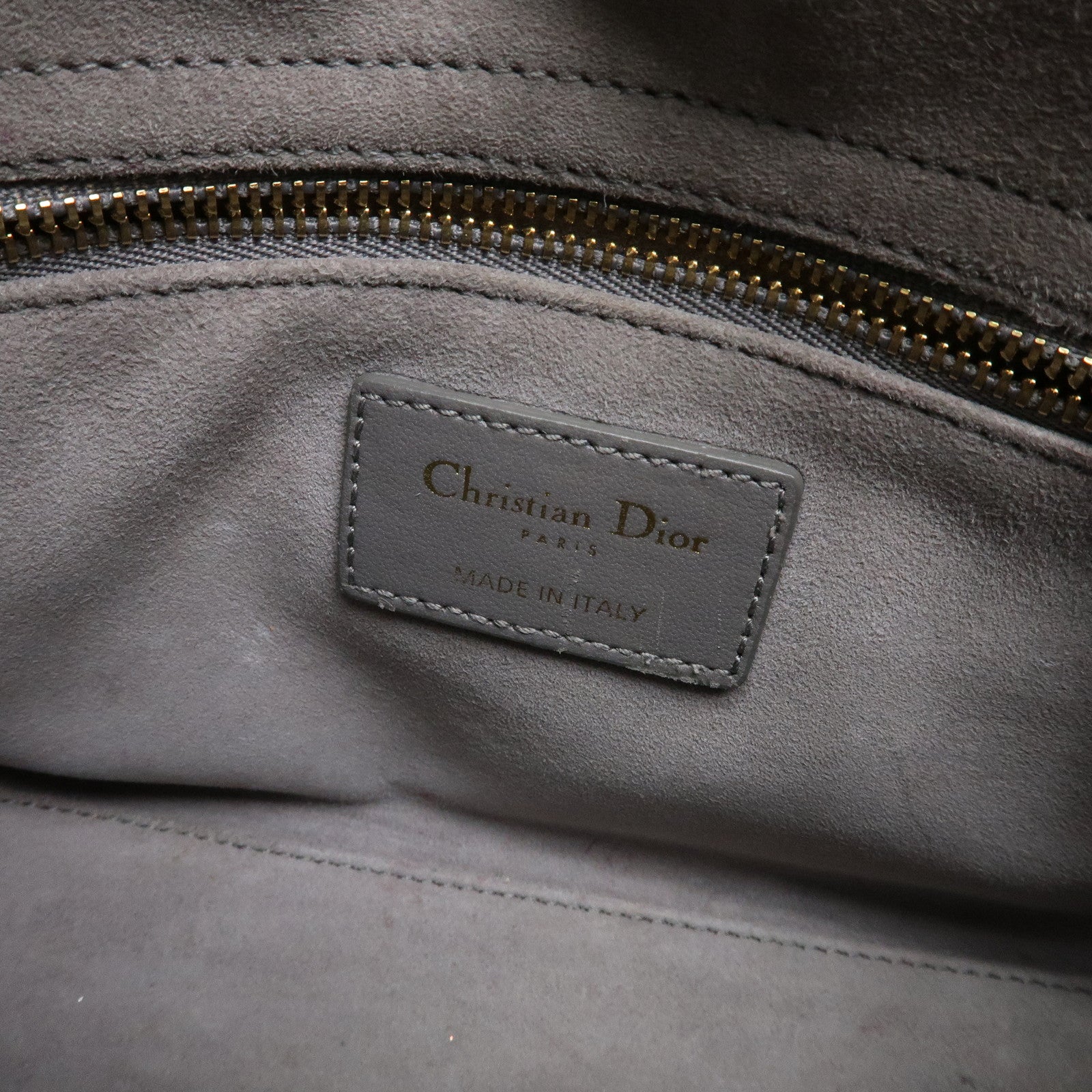 Christian Dior Lady Dior Cannage Leather 2Way Bag Hand Bag Gray