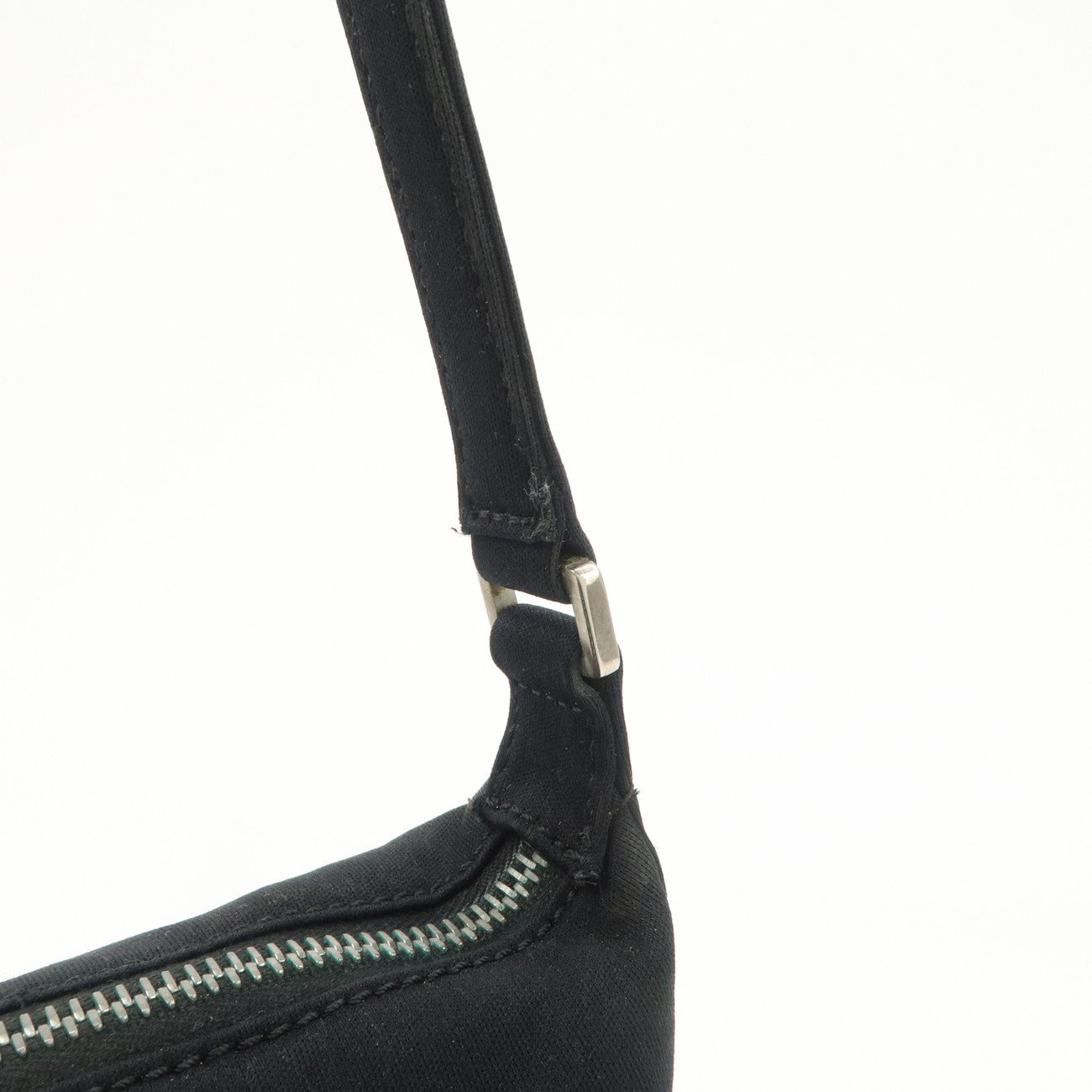 FENDI Polyester Chain Shoulder Bag Hand Bag Black Silver 091577