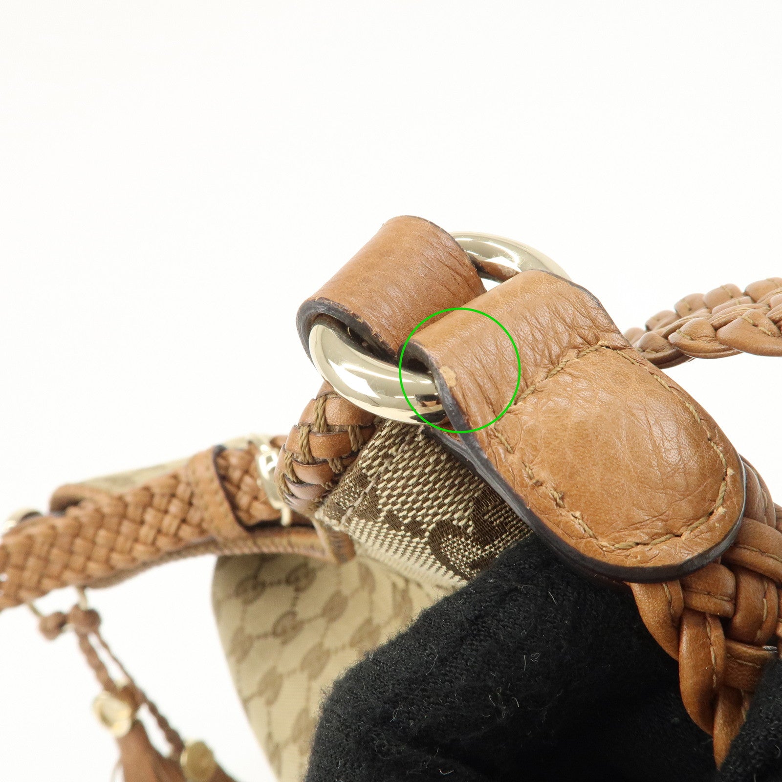 GUCCI Marrakech GG Canvas Leather Shoulder Bag Beige Brown 257026 Used