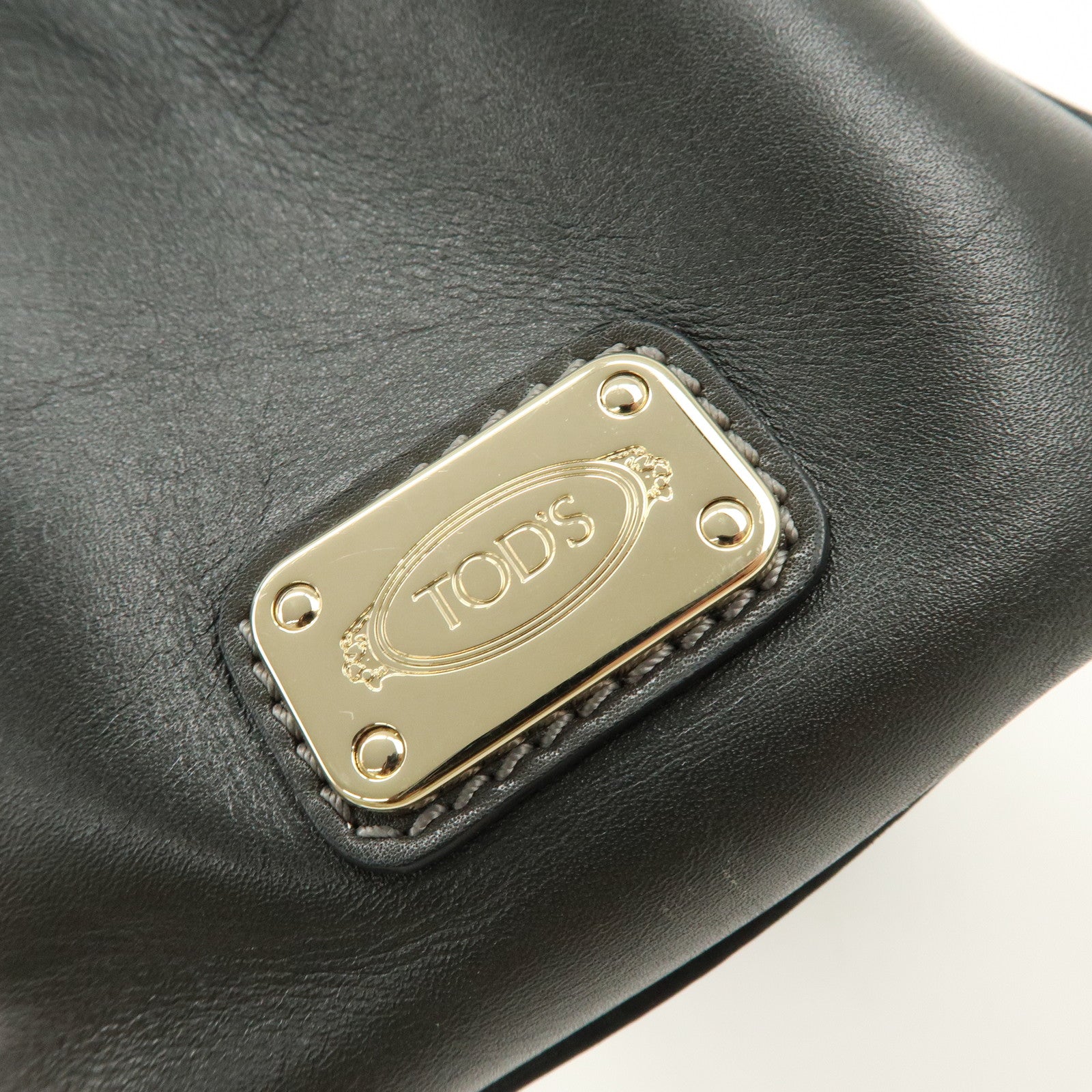 TOD’S D Cube Leather 2Way Bag Hand Bag Shoulder Bag Dark Gray