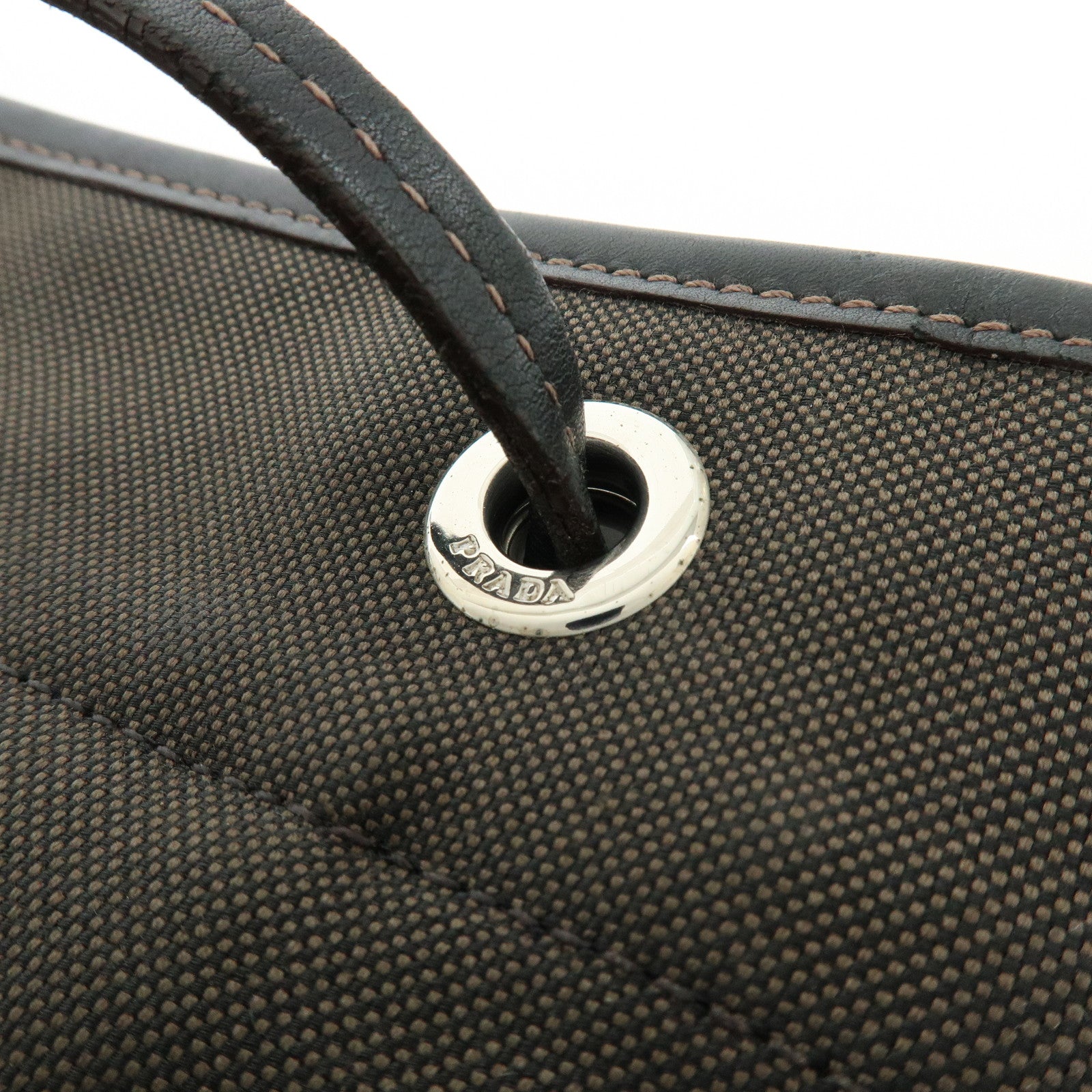 PRADA Logo Jacquard Leather Shoulder Bag Crossbody Bag Dark Brown