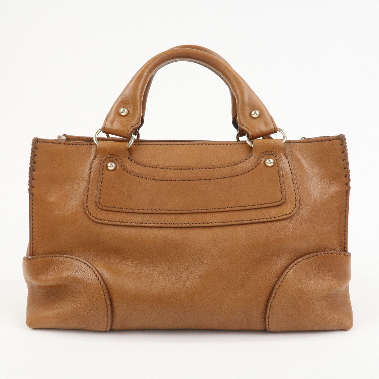 CELINE Logo Leather Boogie Bag Hand Bag Tote Bag Brown