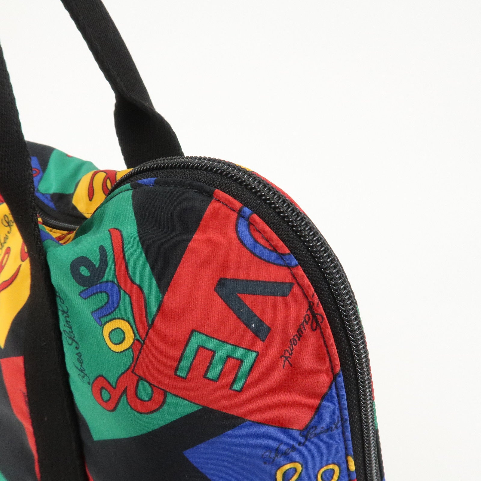 SAINT LAURENT Logo Nylon Black Hand Bag Multicolor