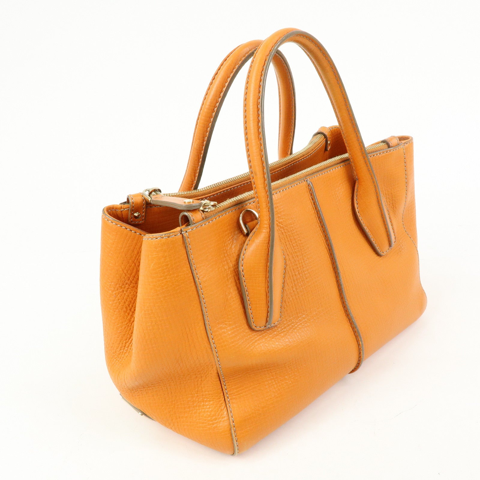 TOD'S D Styling Leather 2Way Bag Hand Bag Shoulder Bag Orange