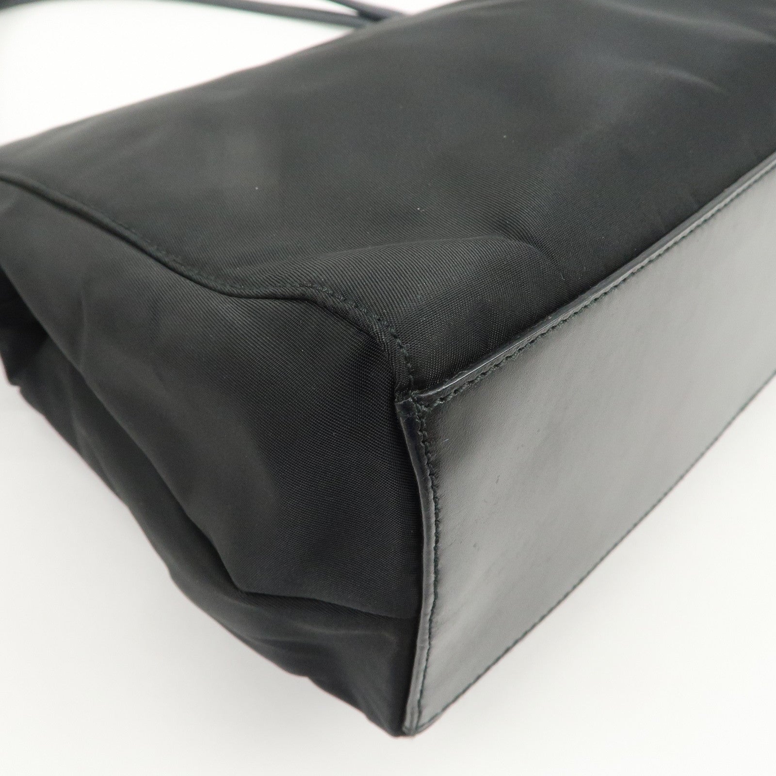 PRADA Triangle Logo Nylon Leather Shoulder Bag Hand Bag Black