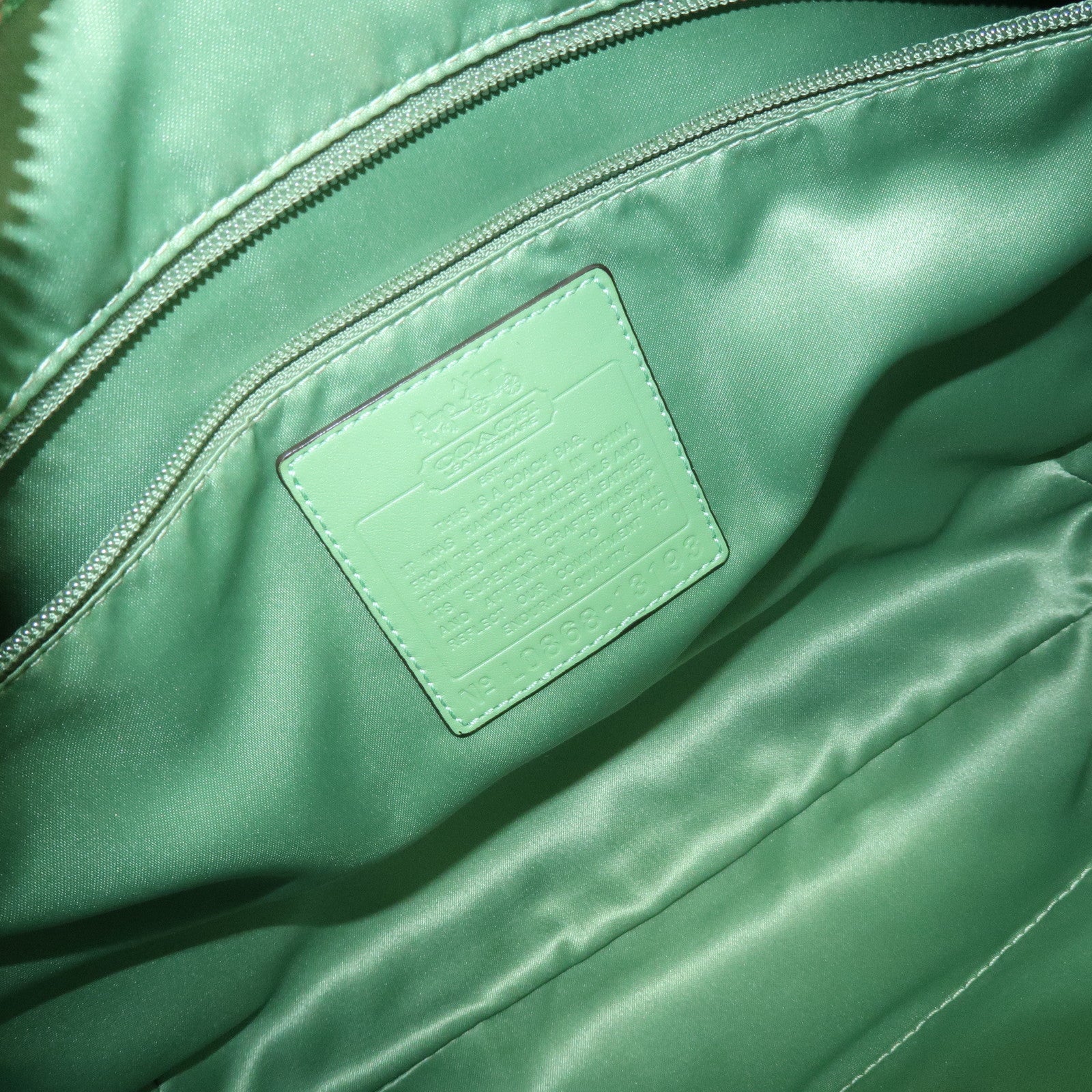 COACH Signature PVC Leather 2Way Bag Shoulder Bag Hand Bag Green