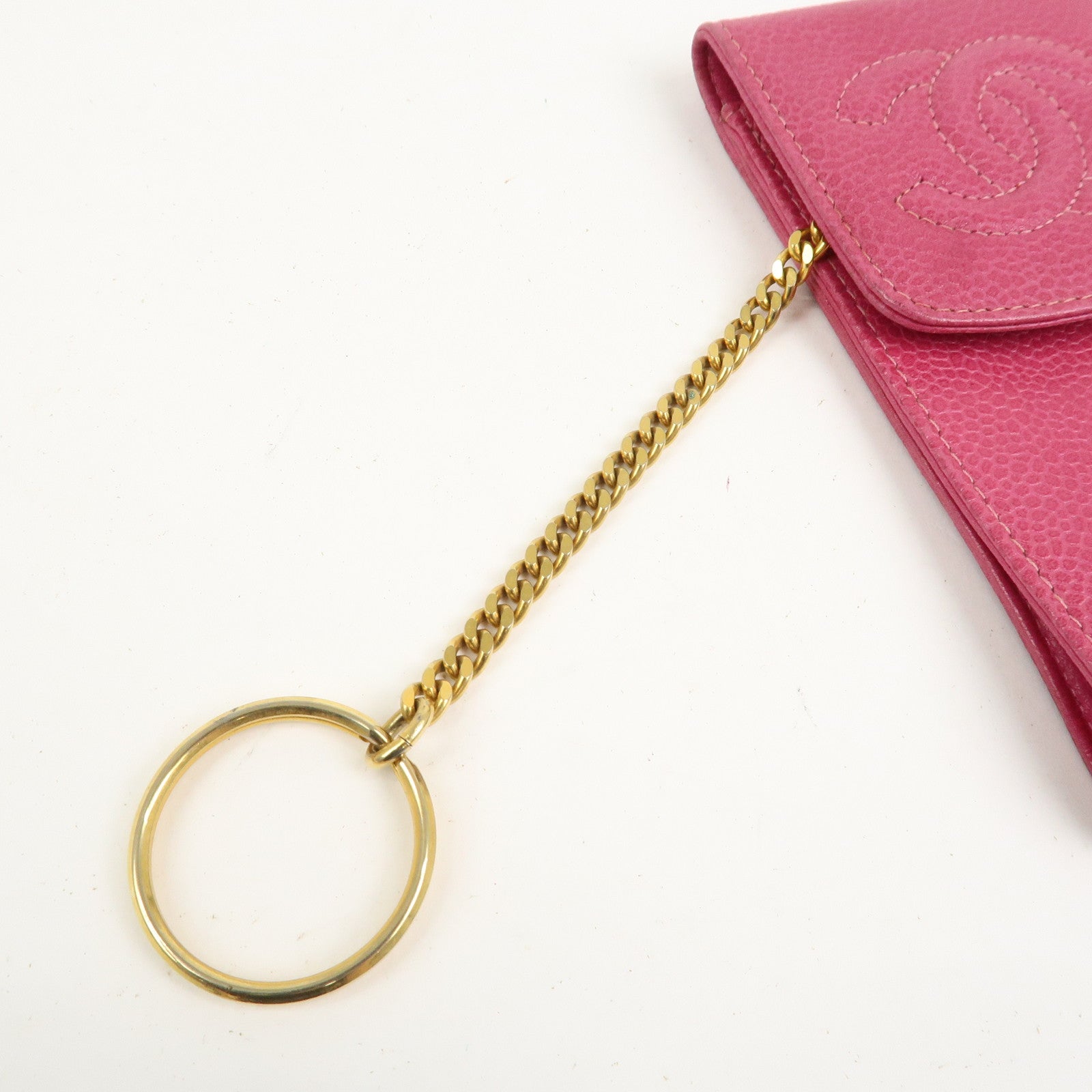 CHANEL COCO Mark Caviarskin Leather Cigarette Case Pink