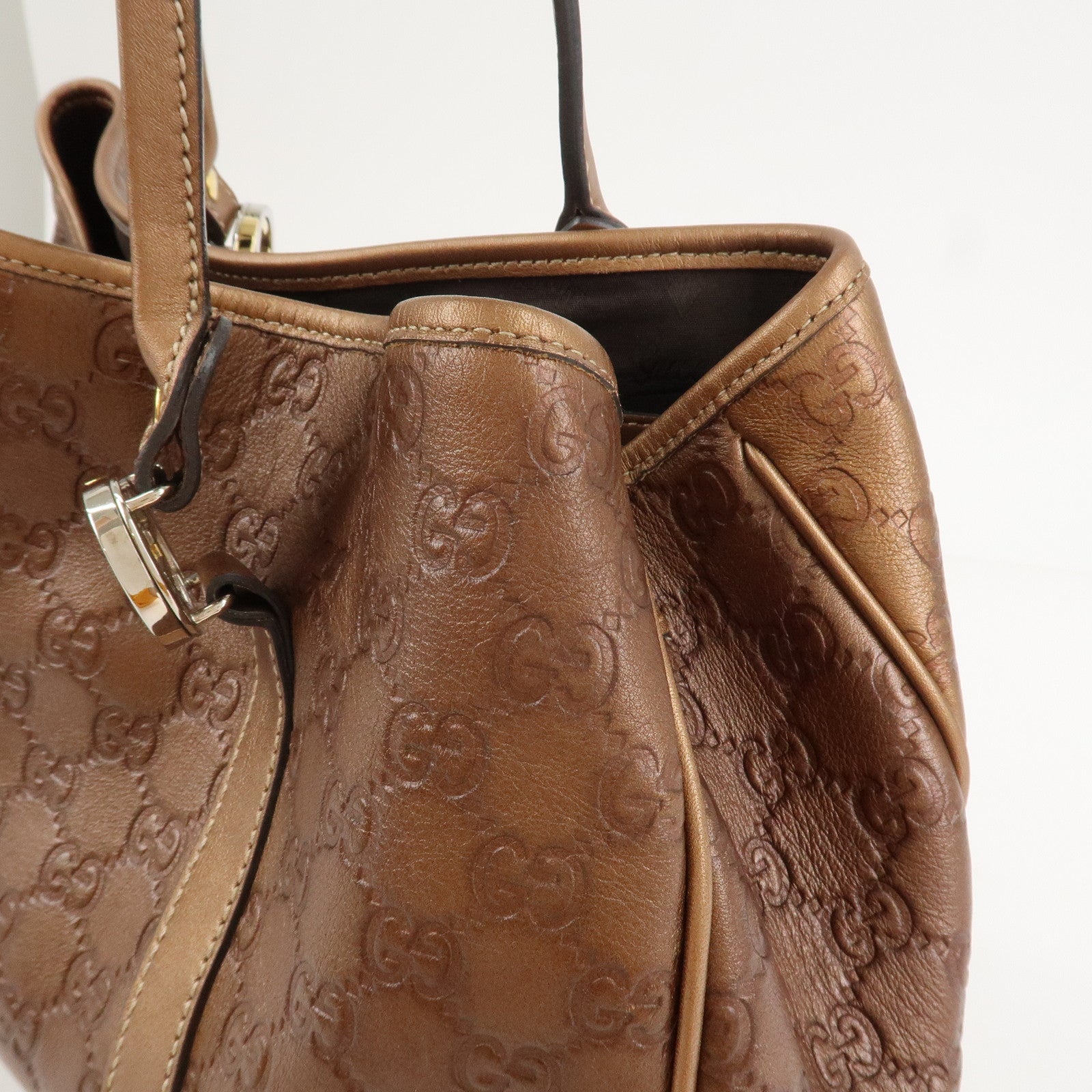 GGUCCI GG Twins Guccissima Leather Tote Bag Bronze 232957