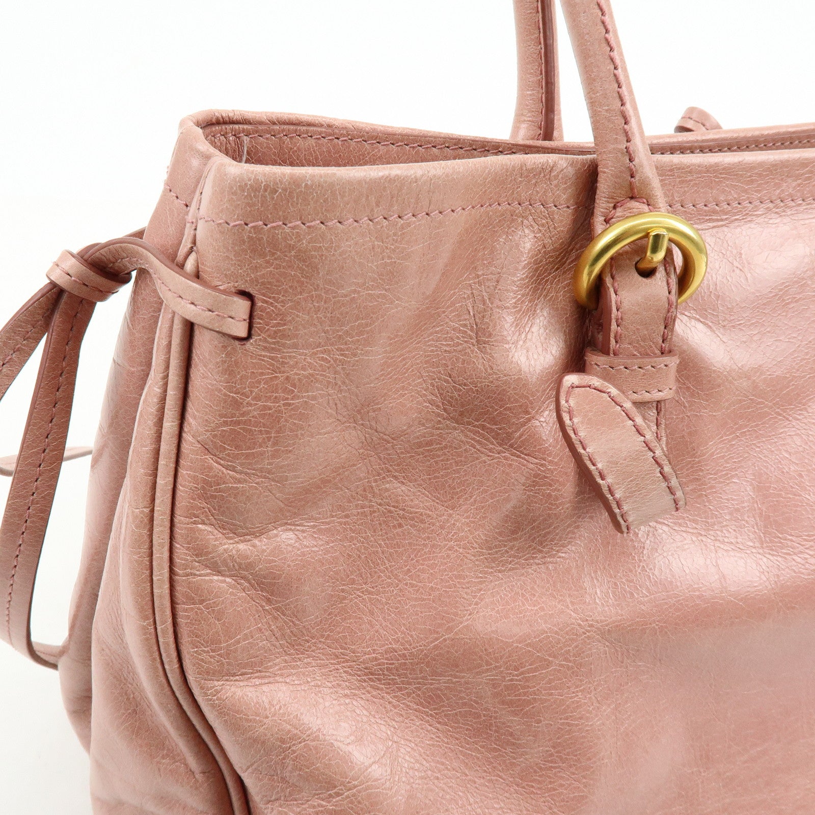 MIU MIU Leather Ribbon 2Way Bag Hand Bag Shoulder Bag Pink