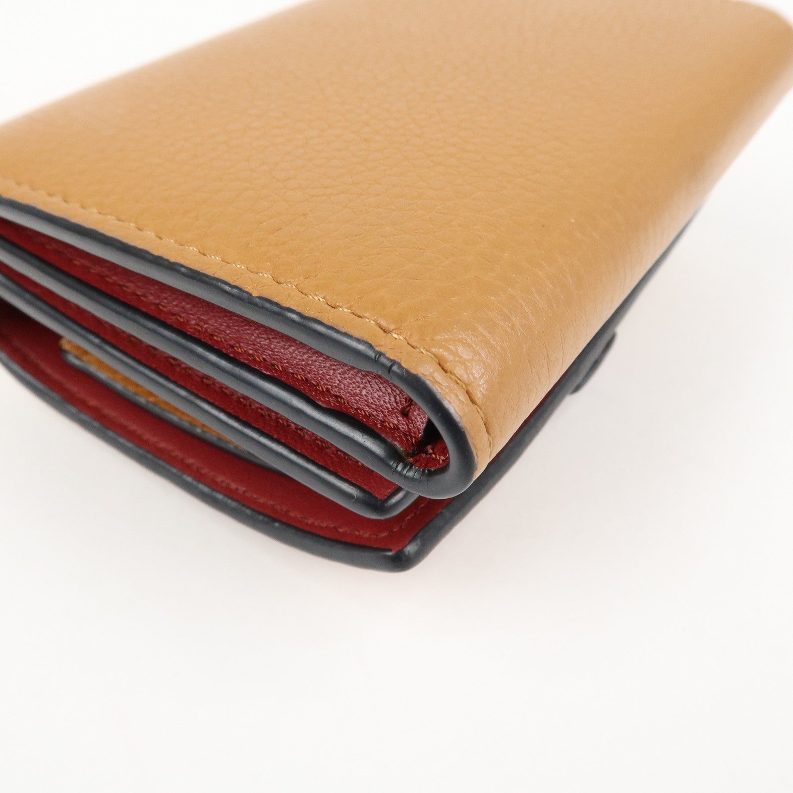 LOEWE Leather Tri-fold Compact Wallet Brown Used