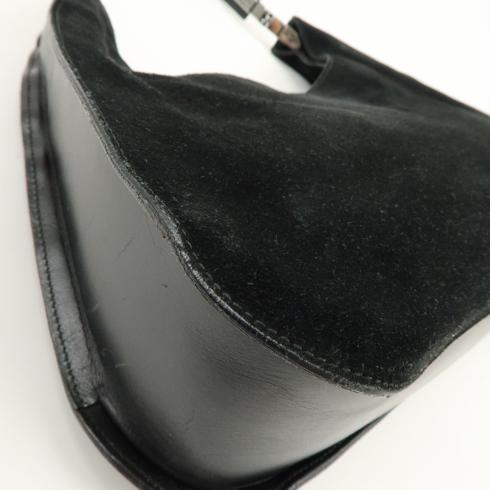 GUCCI Suede Leather Shoulder Bag Hand Bag Black 001・3767