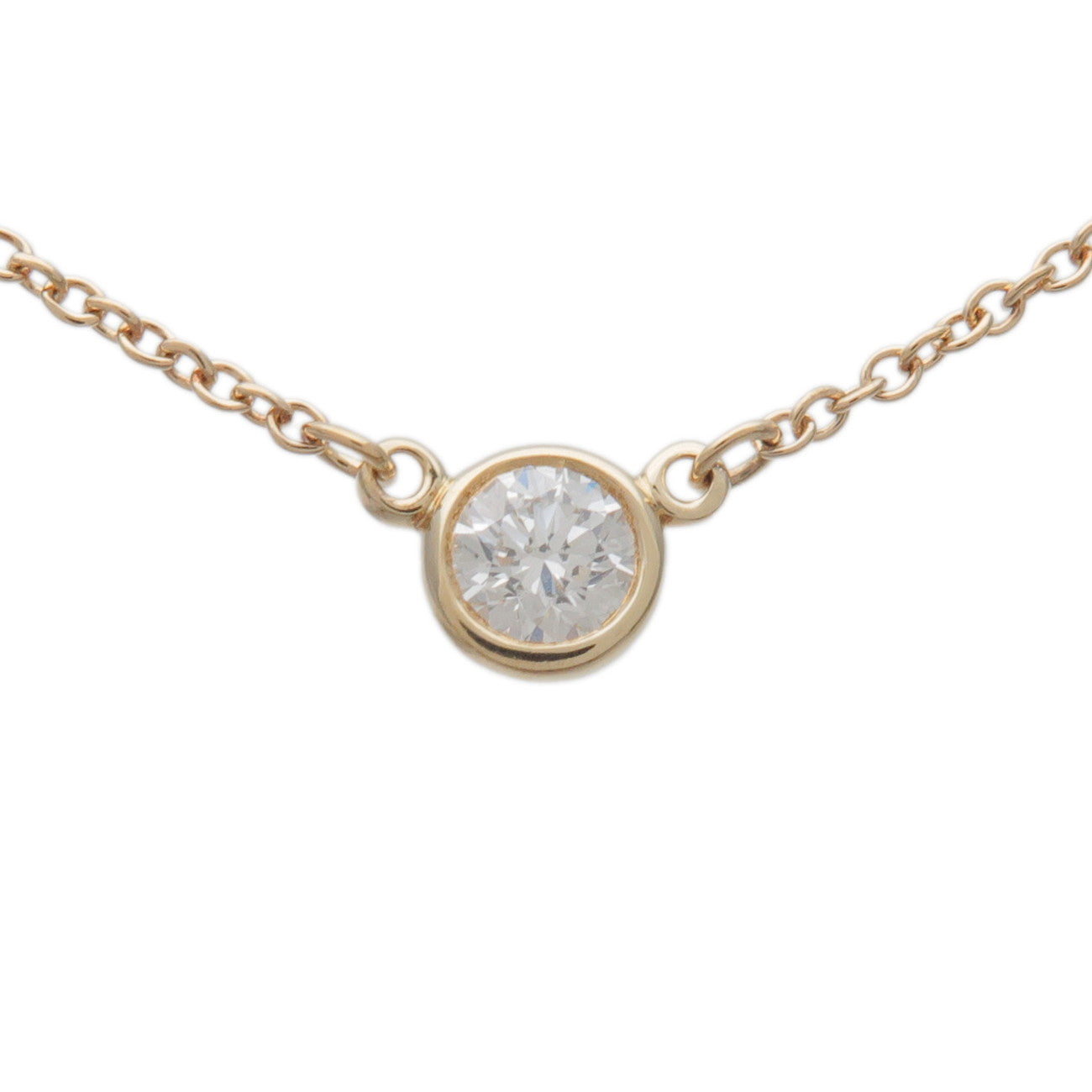 Tiffany & Co By The Yard 1P Diamond Necklace K18 750YG Yellow Gold