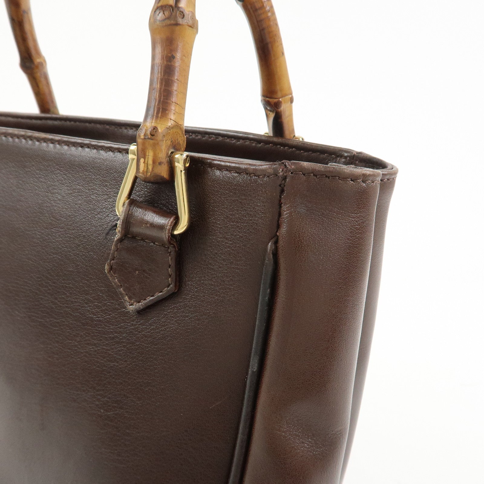 GUCCI Bamboo 2Way Bag Hand Bag Shoulder Bag Brown 000・122