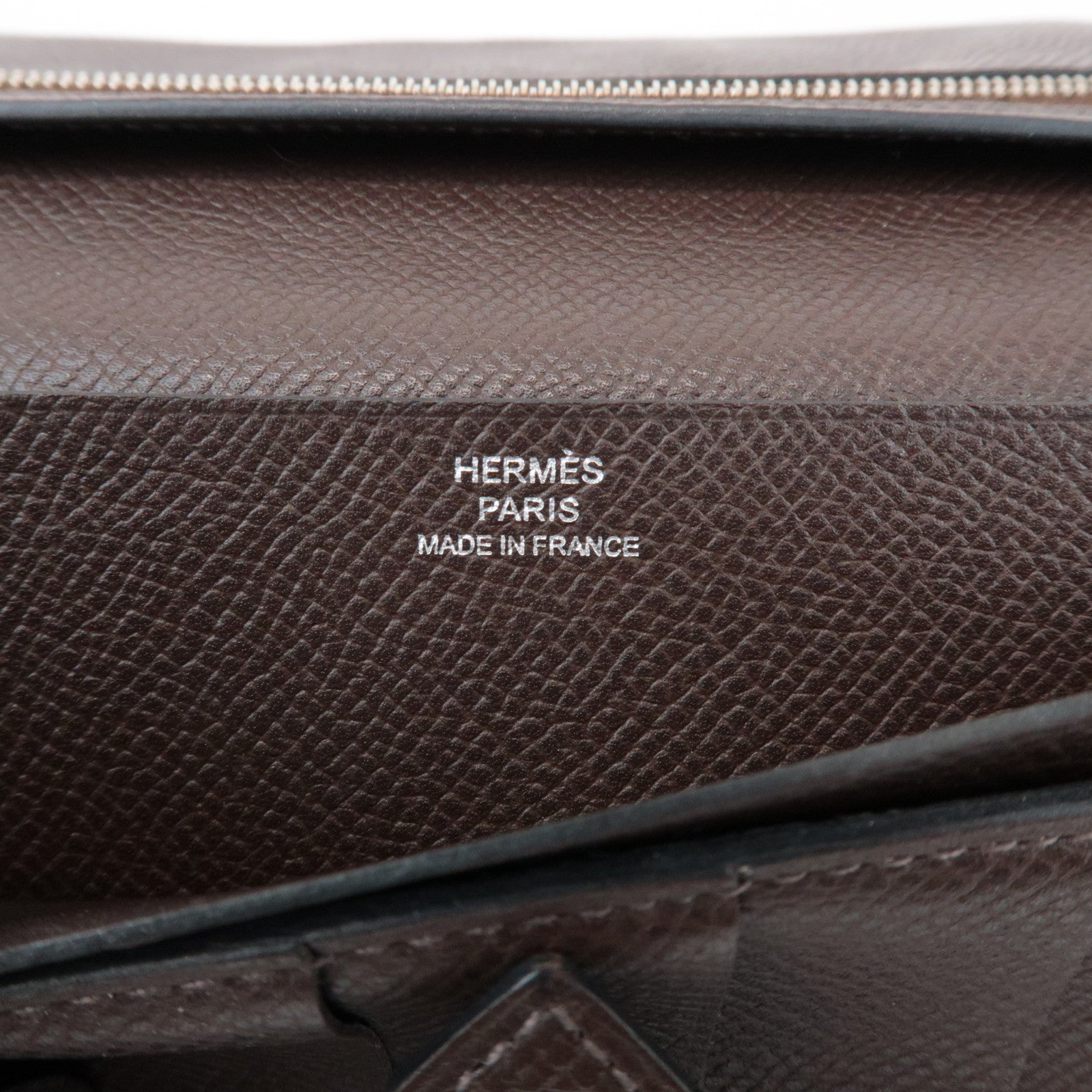 HERMES Veau Epsom Leather Bテゥarn Soufflet Long Wallet Chocolat