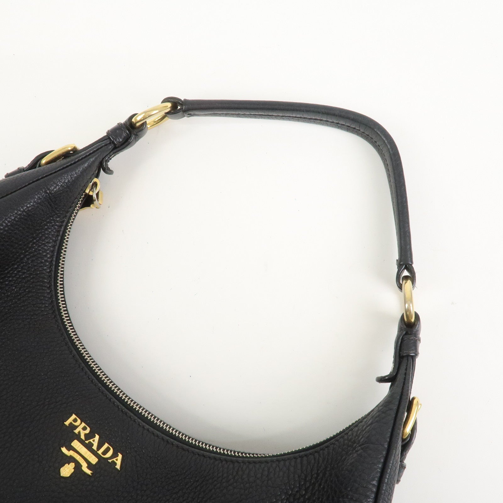 PRADA Leather Shoulder Bag Hand Bag Black BR4311
