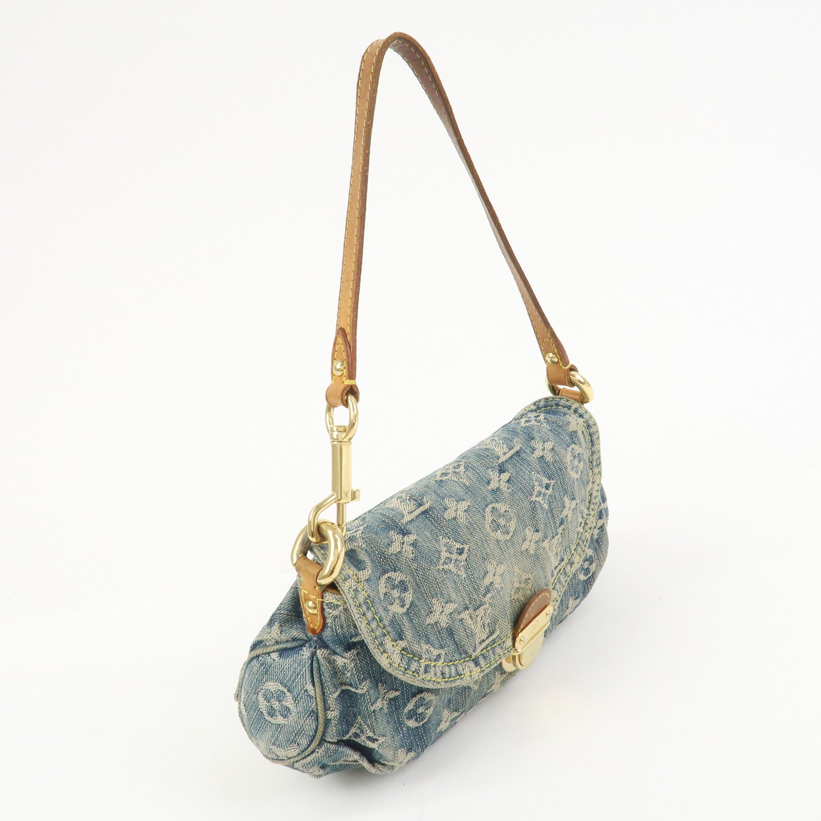 Louis Vuitton Monogram Denim Mini Pleaty Shoulder Bag Blue M95050