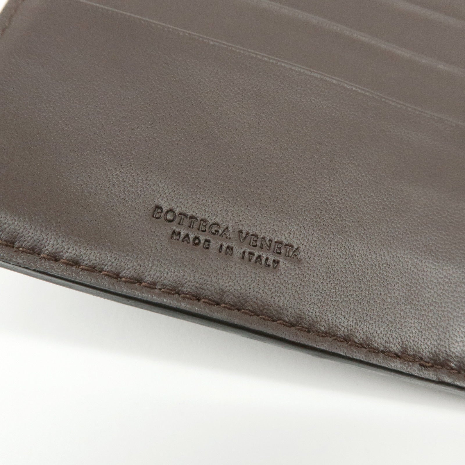 BOTTEGA VENETA Intrecciato Leather Bi-fold Long Wallet Brown 114074