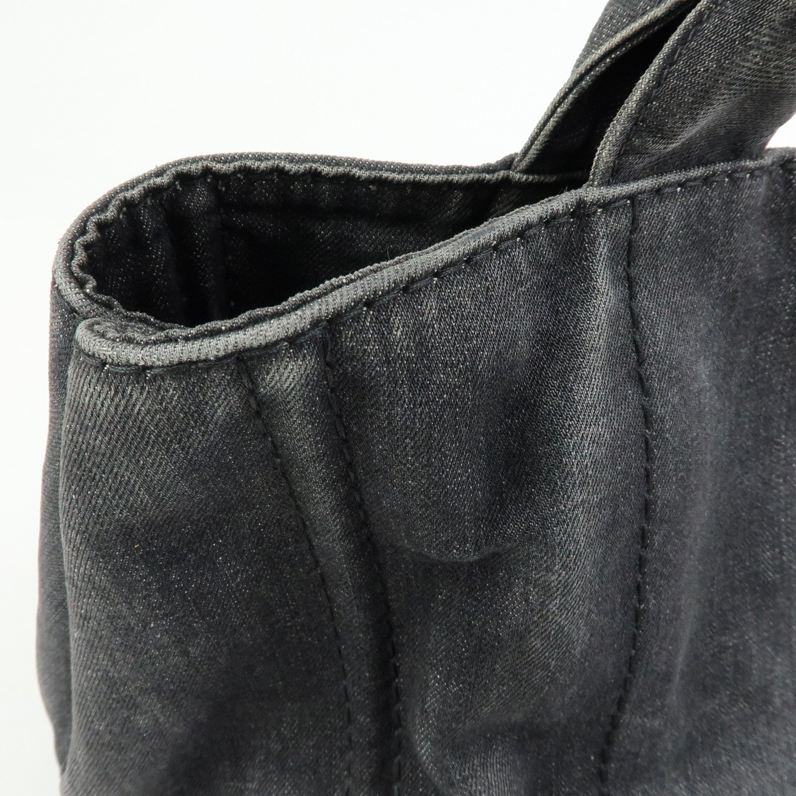 PRADA Triangle Logo Canapa Denim 2Way Bag Shoulder Bag Black 2642B